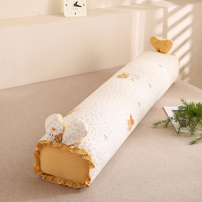 91家纺网 家纺一手货源 找家纺 蔻眠 全棉印花双层纱长抱枕夹腿抱枕长枕芯儿童学生成人枕头 小狮子