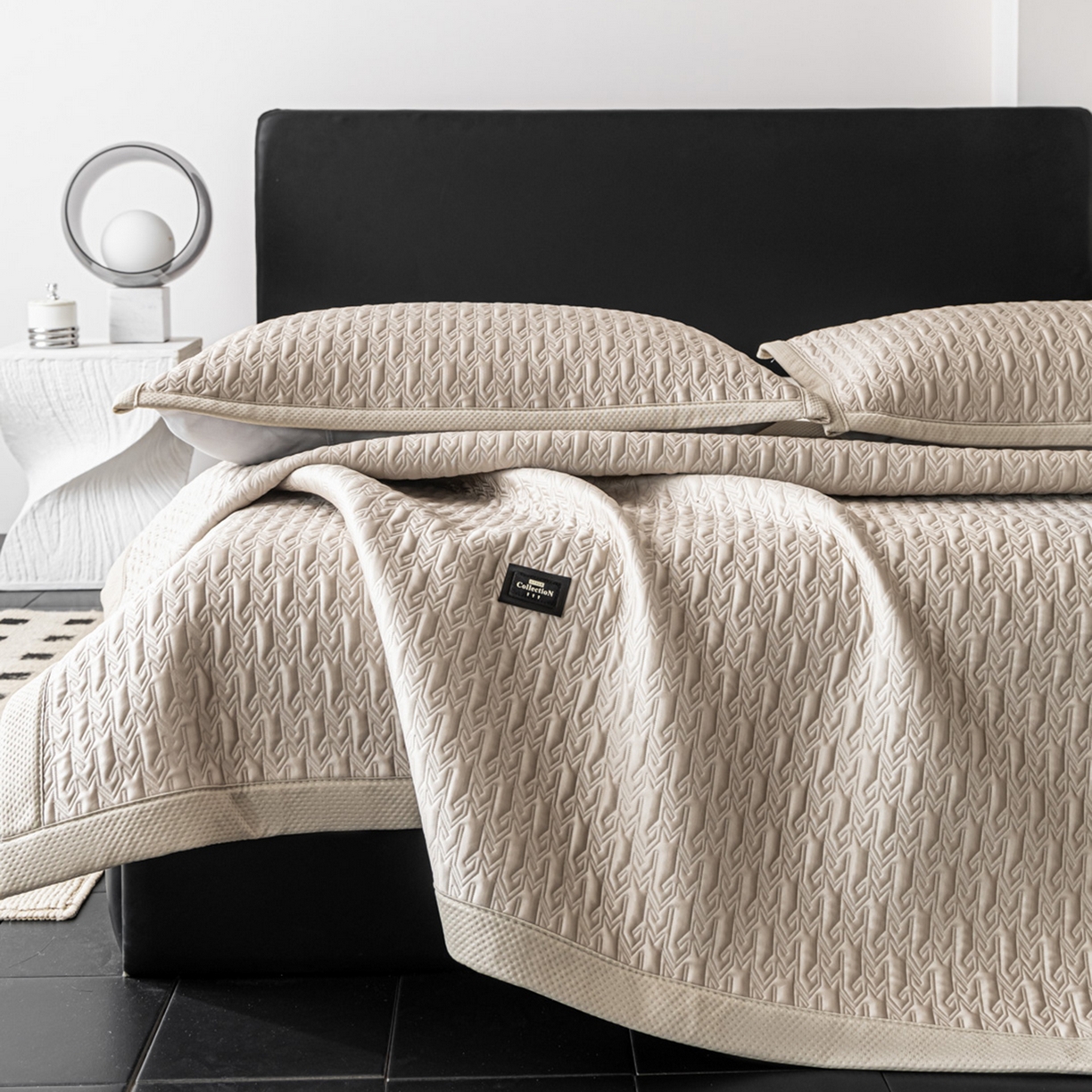 91家纺网 家纺一手货源 找家纺 耐思家纺 2026新款A类复合三明治PE乙纶提花冰豆豆凉席床笠海之恋系列（提供买家秀） 海之恋-卡其床席款