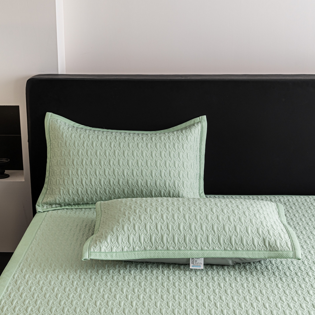 91家纺网 家纺一手货源 找家纺 耐思家纺 2026新款A类复合三明治PE乙纶提花冰豆豆凉席床笠海之恋系列（提供买家秀） 海之恋-绿床席款