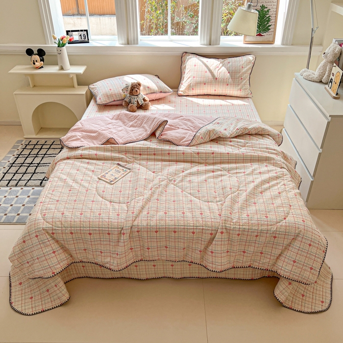 91家纺网 家纺一手货源 找家纺 （总）禾沐 2026新款泡芙纱三角针床盖夏被四件套