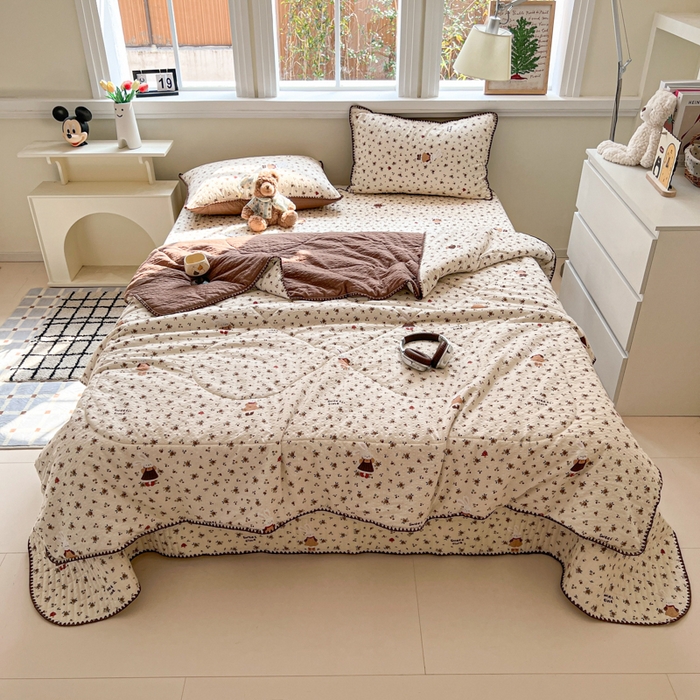 91家纺网 家纺一手货源 找家纺 （总）禾沐 2026新款泡芙纱三角针床盖夏被四件套