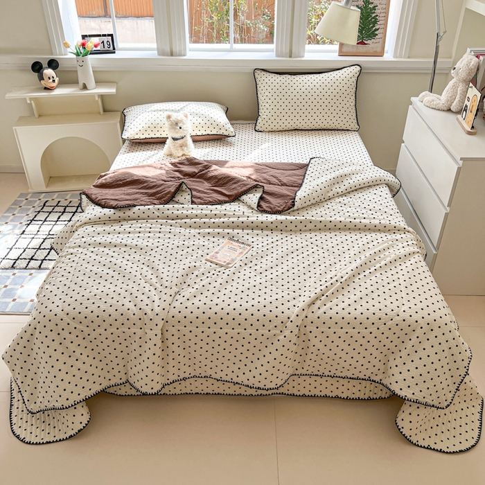 91家纺网 家纺一手货源 找家纺 （总）禾沐 2026新款泡芙纱三角针床盖夏被四件套