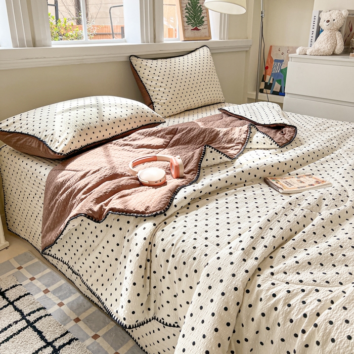 91家纺网 家纺一手货源 找家纺 （总）禾沐 2026新款泡芙纱三角针床盖夏被四件套