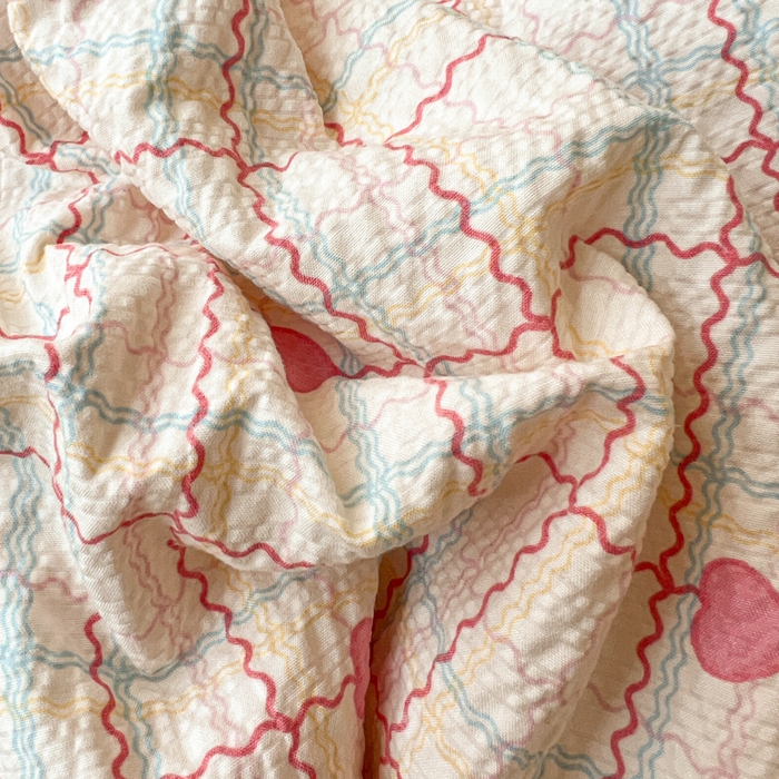 91家纺网 家纺一手货源 找家纺 禾沐 2026新款泡芙纱三角针床盖夏被四件套 格格心