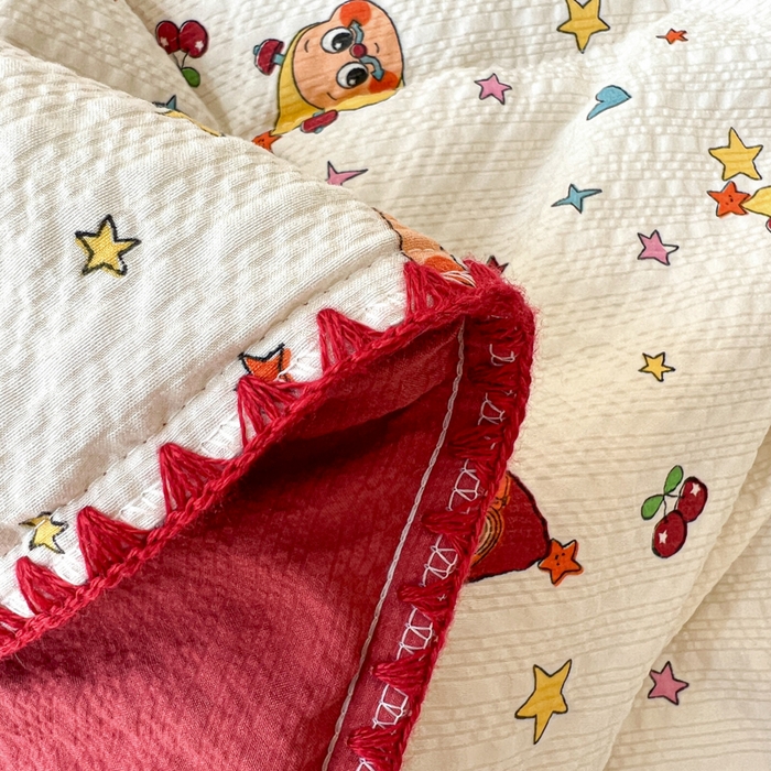 91家纺网 家纺一手货源 找家纺 禾沐 2026新款泡芙纱三角针床盖夏被四件套 旧街星星