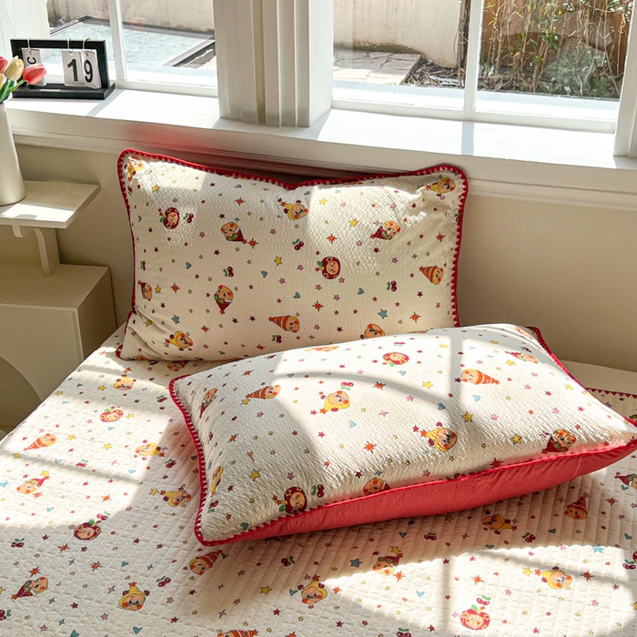 91家纺网 家纺一手货源 找家纺 禾沐 2026新款泡芙纱三角针床盖夏被四件套 旧街星星