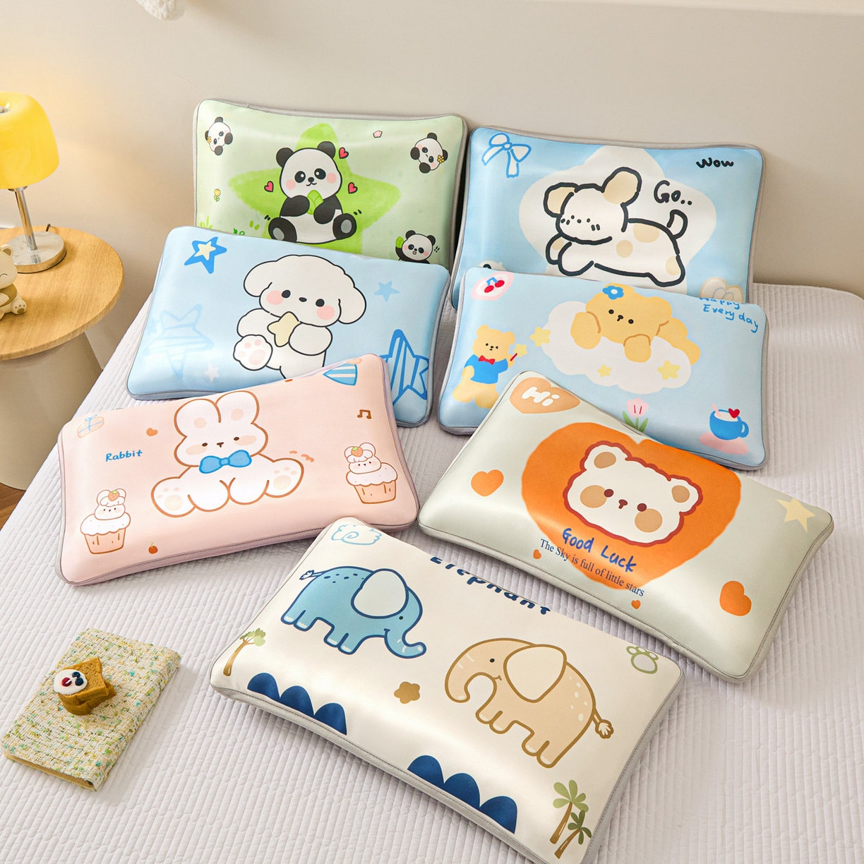 云恋家纺 2026新款儿童卡通A类冰丝凉席枕套一对装夏季凉感丝可拆枕头儿童学生单人枕芯套 组合图仅供展示不可下单