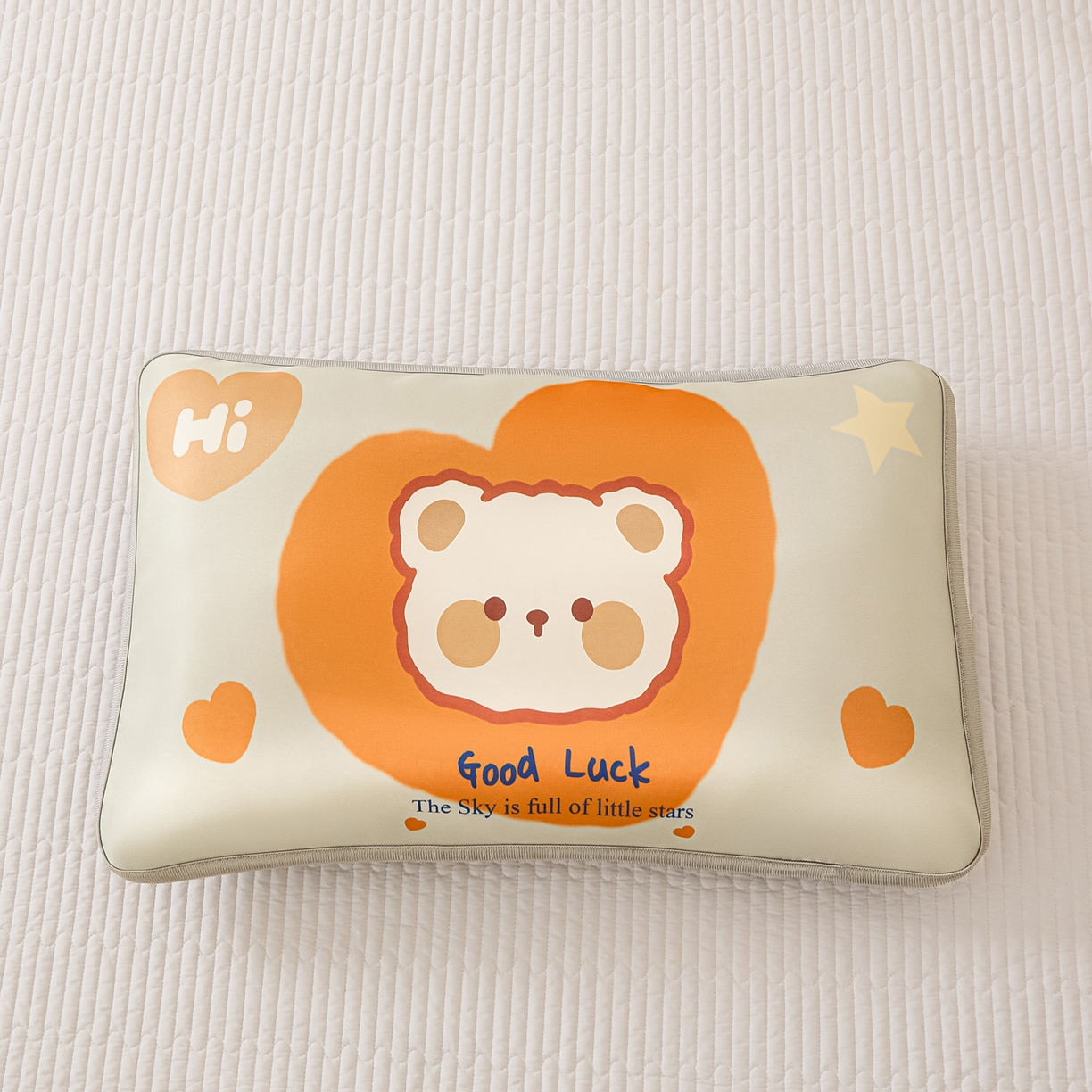 91家纺网 家纺一手货源 找家纺 云恋家纺 2026新款儿童卡通A类冰丝凉席枕套一对装夏季凉感丝可拆枕头儿童学生单人枕芯套 爱心小熊