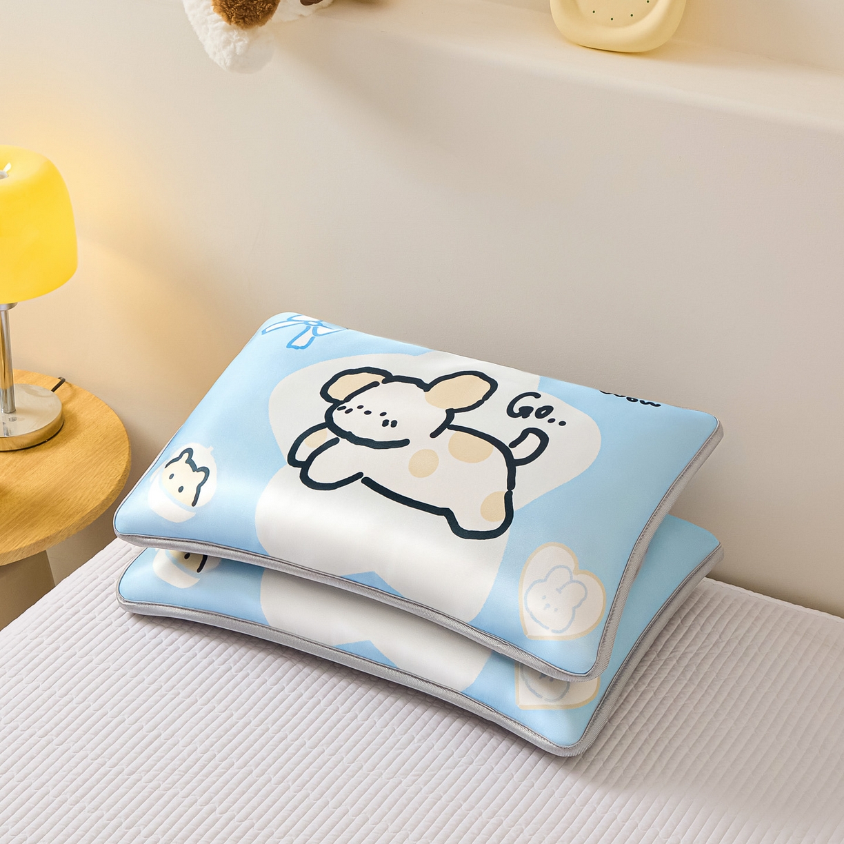 91家纺网 家纺一手货源 找家纺 云恋家纺 2026新款儿童卡通A类冰丝凉席枕套一对装夏季凉感丝可拆枕头儿童学生单人枕芯套 米可