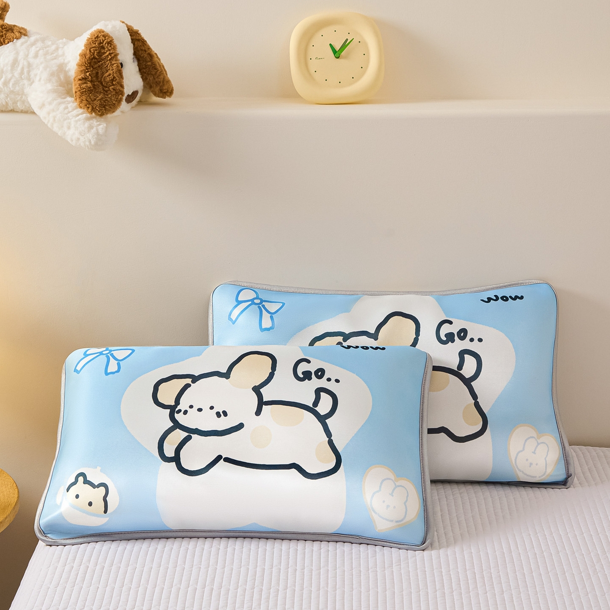 91家纺网 家纺一手货源 找家纺 云恋家纺 2026新款儿童卡通A类冰丝凉席枕套一对装夏季凉感丝可拆枕头儿童学生单人枕芯套 米可