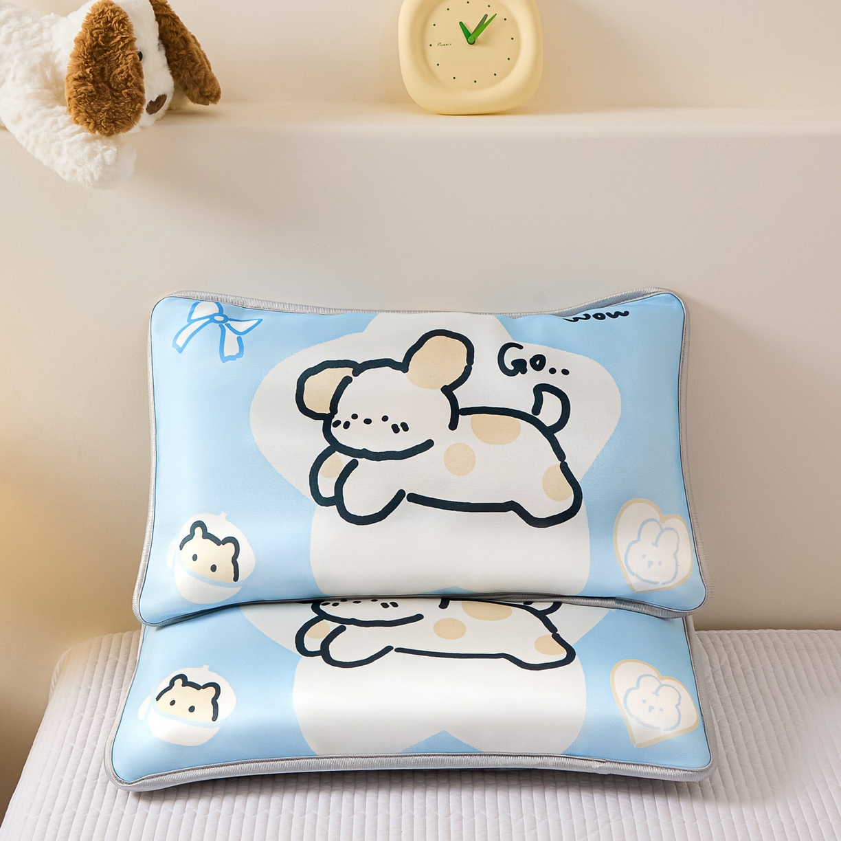 91家纺网 家纺一手货源 找家纺 云恋家纺 2026新款儿童卡通A类冰丝凉席枕套一对装夏季凉感丝可拆枕头儿童学生单人枕芯套 米可