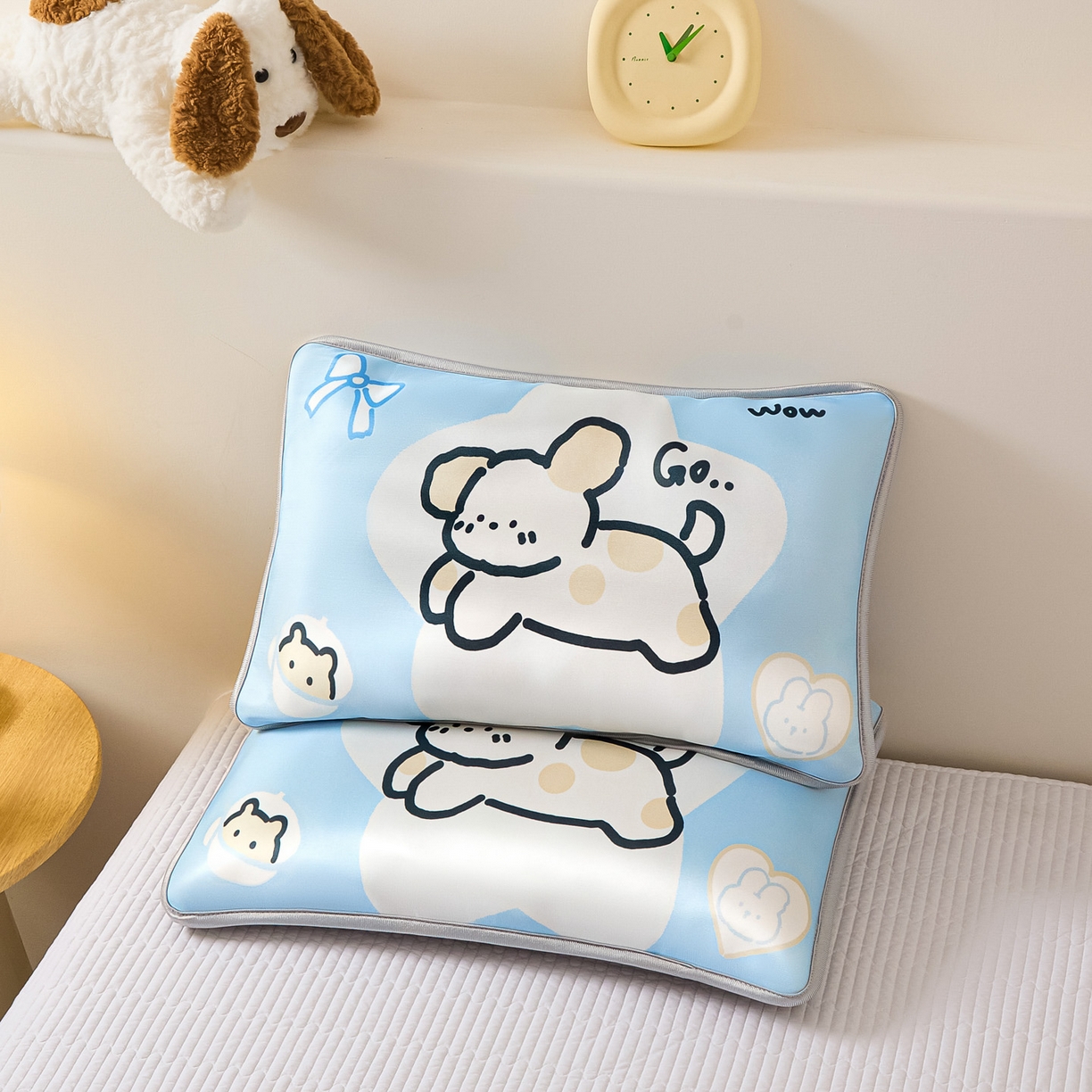 91家纺网 家纺一手货源 找家纺 云恋家纺 2026新款儿童卡通A类冰丝凉席枕套一对装夏季凉感丝可拆枕头儿童学生单人枕芯套 米可