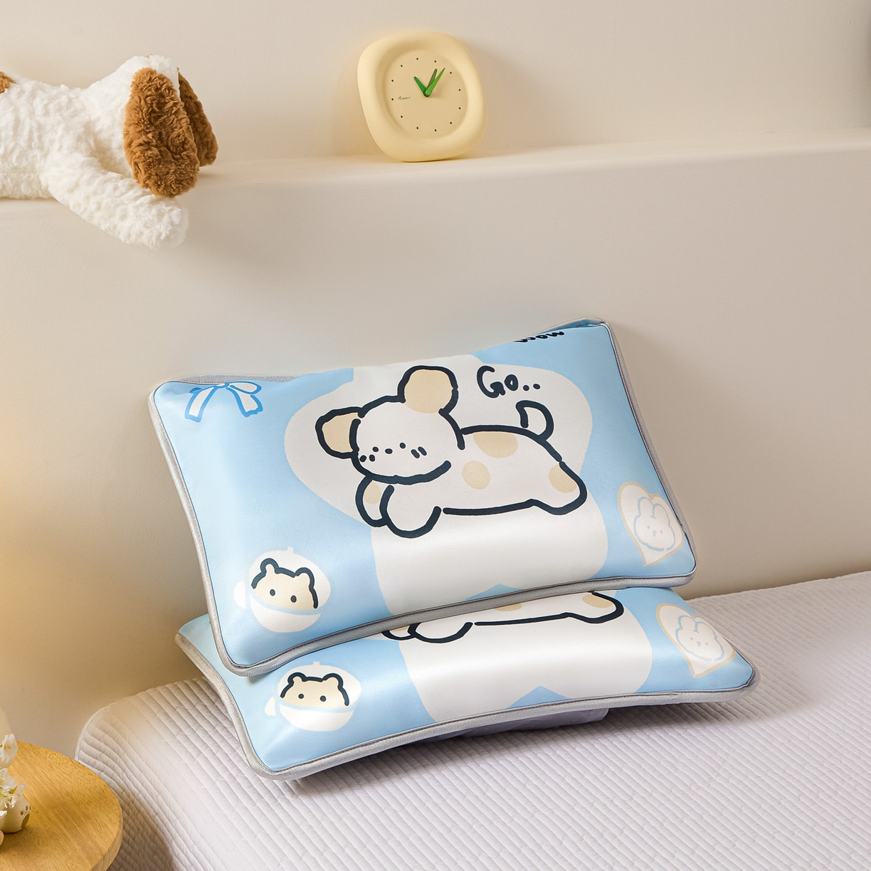 91家纺网 家纺一手货源 找家纺 云恋家纺 2026新款儿童卡通A类冰丝凉席枕套一对装夏季凉感丝可拆枕头儿童学生单人枕芯套 米可