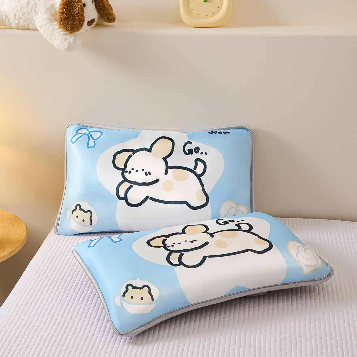 91家纺网 家纺一手货源 找家纺 云恋家纺 2026新款儿童卡通A类冰丝凉席枕套一对装夏季凉感丝可拆枕头儿童学生单人枕芯套 米可