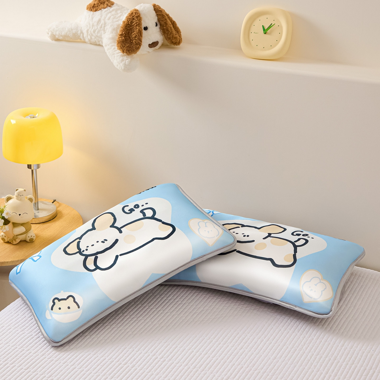 91家纺网 家纺一手货源 找家纺 云恋家纺 2026新款儿童卡通A类冰丝凉席枕套一对装夏季凉感丝可拆枕头儿童学生单人枕芯套 米可