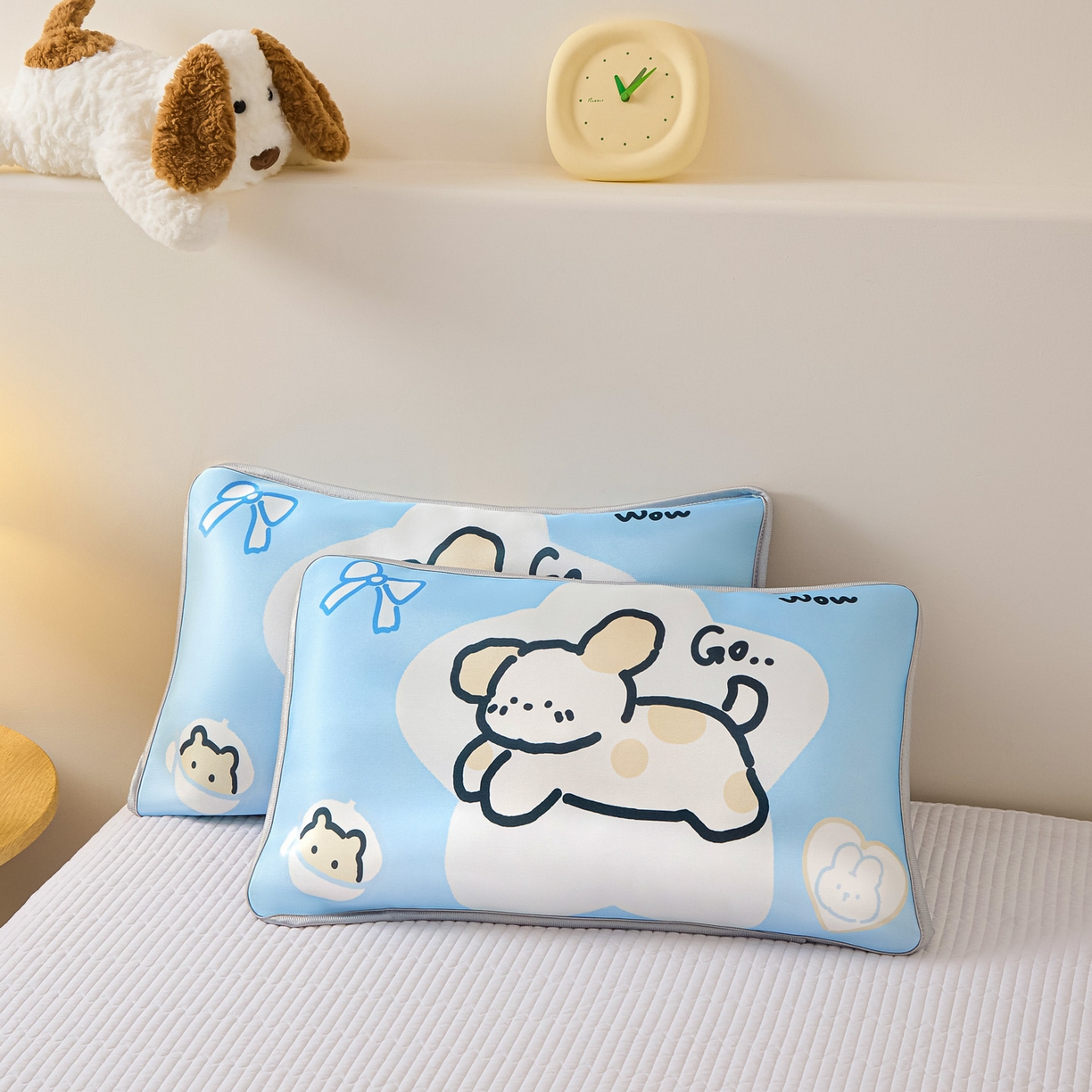 91家纺网 家纺一手货源 找家纺 云恋家纺 2026新款儿童卡通A类冰丝凉席枕套一对装夏季凉感丝可拆枕头儿童学生单人枕芯套 米可