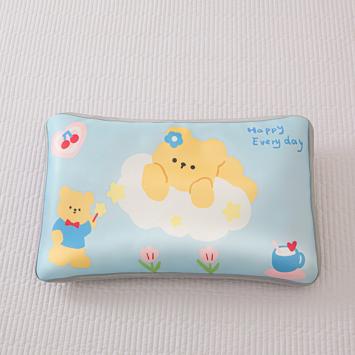 91家纺网 家纺一手货源 找家纺 云恋家纺 2026新款儿童卡通A类冰丝凉席枕套一对装夏季凉感丝可拆枕头儿童学生单人枕芯套 魔力小熊