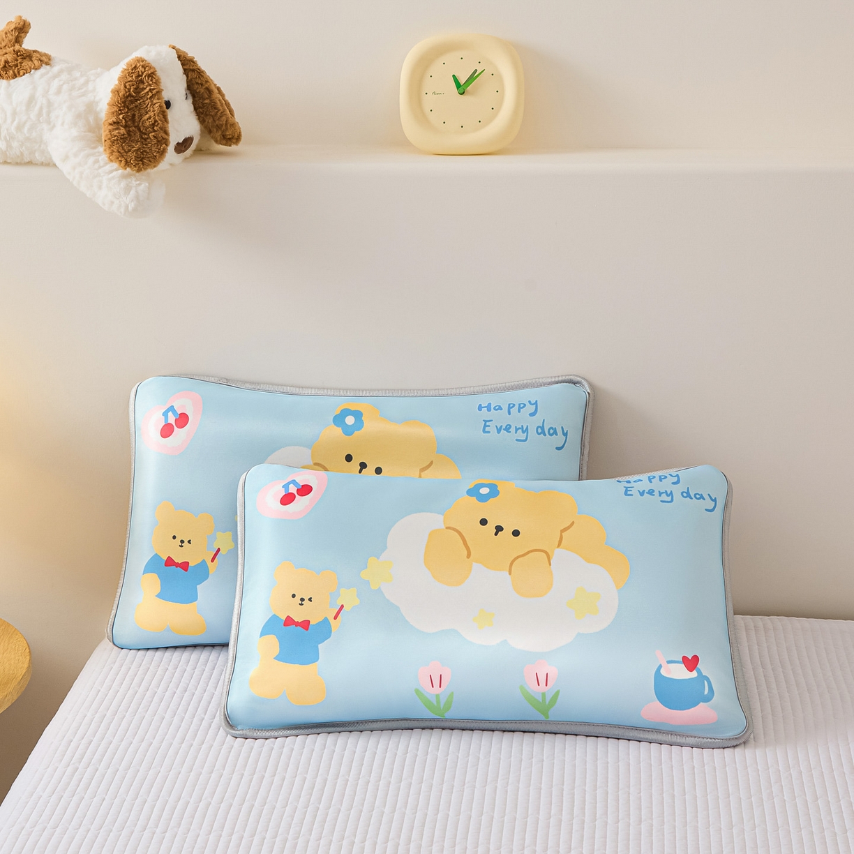 91家纺网 家纺一手货源 找家纺 云恋家纺 2026新款儿童卡通A类冰丝凉席枕套一对装夏季凉感丝可拆枕头儿童学生单人枕芯套 魔力小熊