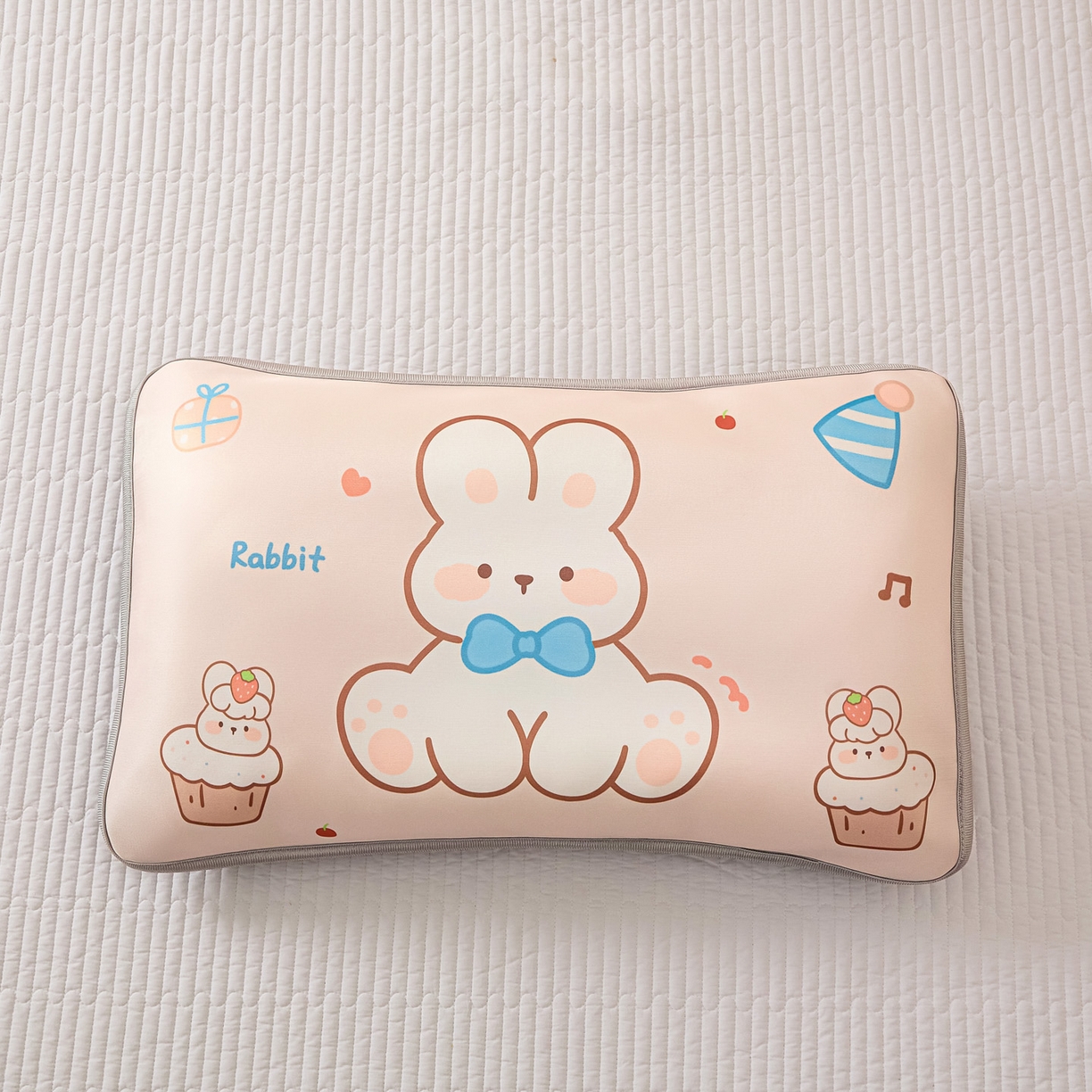 91家纺网 家纺一手货源 找家纺 云恋家纺 2026新款儿童卡通A类冰丝凉席枕套一对装夏季凉感丝可拆枕头儿童学生单人枕芯套 奶酪萌兔