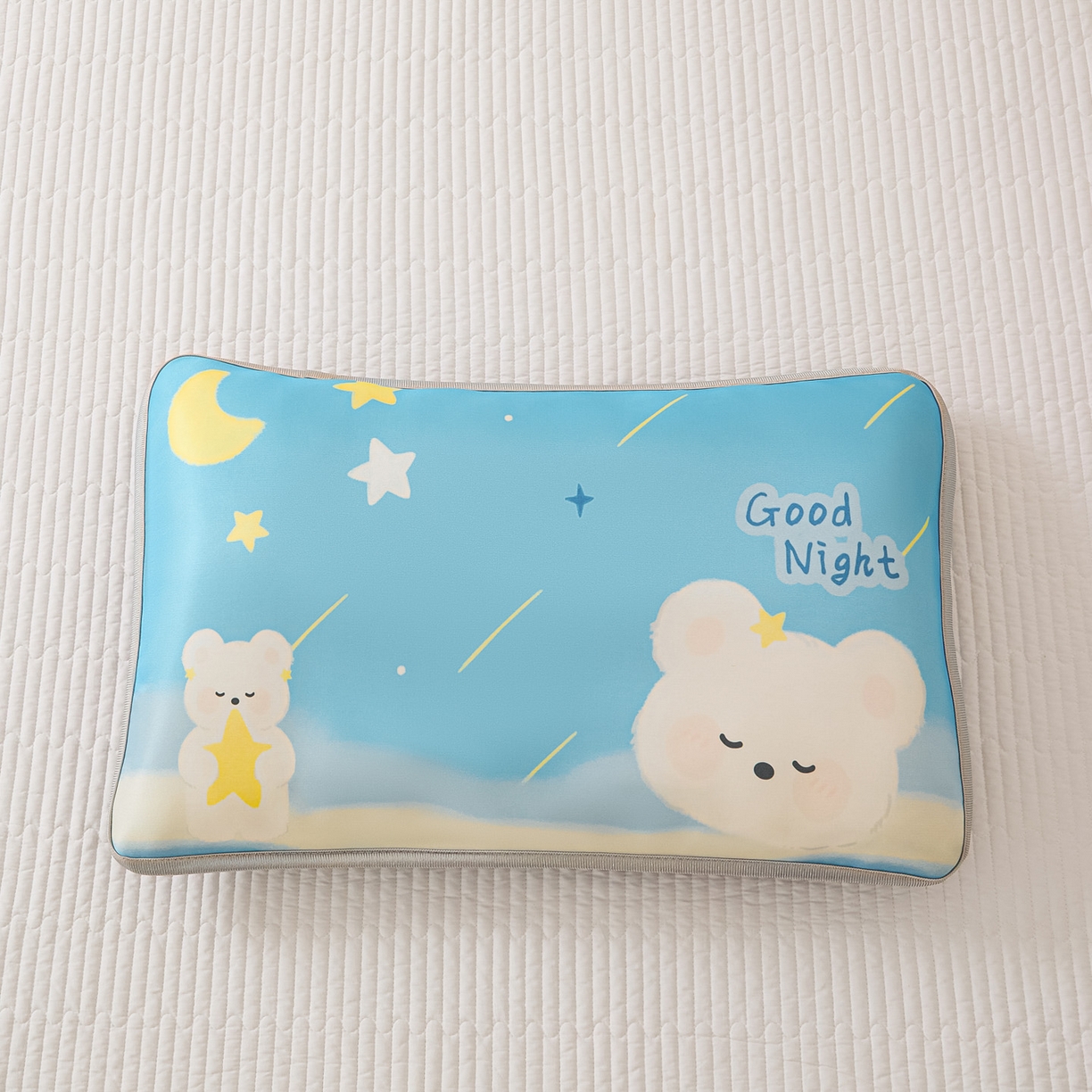 91家纺网 家纺一手货源 找家纺 云恋家纺 2026新款儿童卡通A类冰丝凉席枕套一对装夏季凉感丝可拆枕头儿童学生单人枕芯套 晚安熊