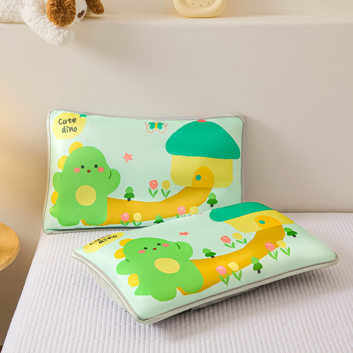 91家纺网 家纺一手货源 找家纺 云恋家纺 2026新款儿童卡通A类冰丝凉席枕套一对装夏季凉感丝可拆枕头儿童学生单人枕芯套 小龙嘟嘟