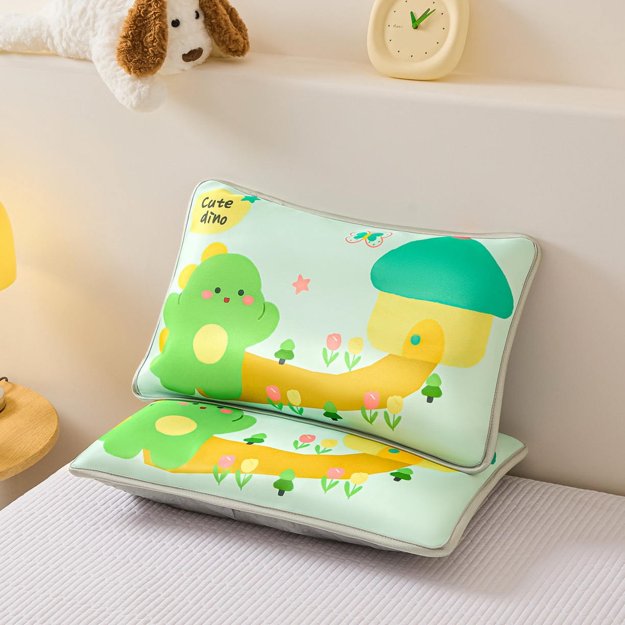 云恋家纺 2026新款儿童卡通A类冰丝凉席枕套一对装夏季凉感丝可拆枕头儿童学生单人枕芯套 小龙嘟嘟