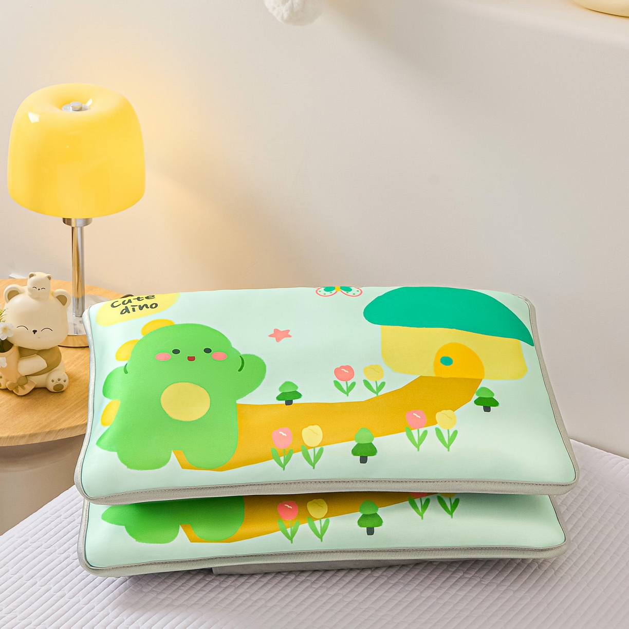 91家纺网 家纺一手货源 找家纺 云恋家纺 2026新款儿童卡通A类冰丝凉席枕套一对装夏季凉感丝可拆枕头儿童学生单人枕芯套 小龙嘟嘟