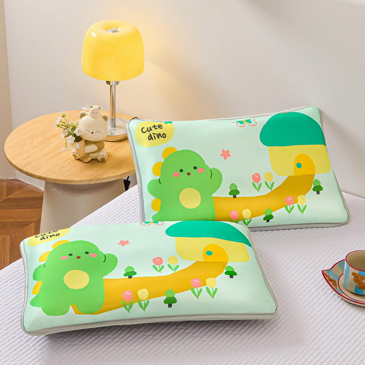 91家纺网 家纺一手货源 找家纺 云恋家纺 2026新款儿童卡通A类冰丝凉席枕套一对装夏季凉感丝可拆枕头儿童学生单人枕芯套 小龙嘟嘟