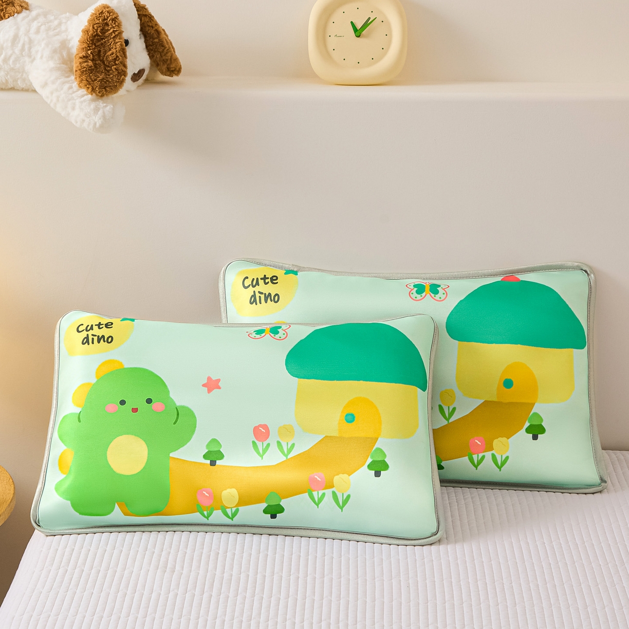 91家纺网 家纺一手货源 找家纺 云恋家纺 2026新款儿童卡通A类冰丝凉席枕套一对装夏季凉感丝可拆枕头儿童学生单人枕芯套 小龙嘟嘟