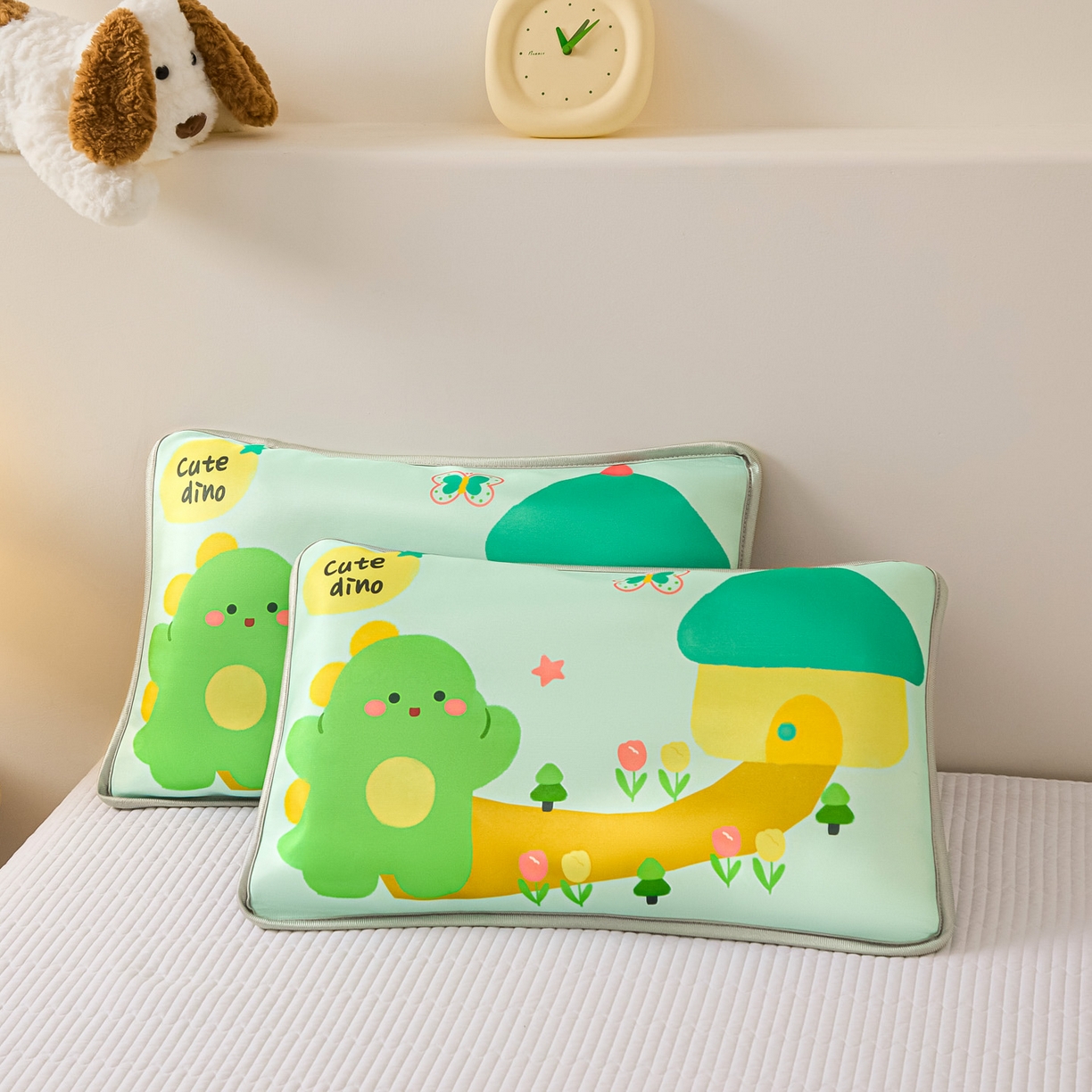 91家纺网 家纺一手货源 找家纺 云恋家纺 2026新款儿童卡通A类冰丝凉席枕套一对装夏季凉感丝可拆枕头儿童学生单人枕芯套 小龙嘟嘟