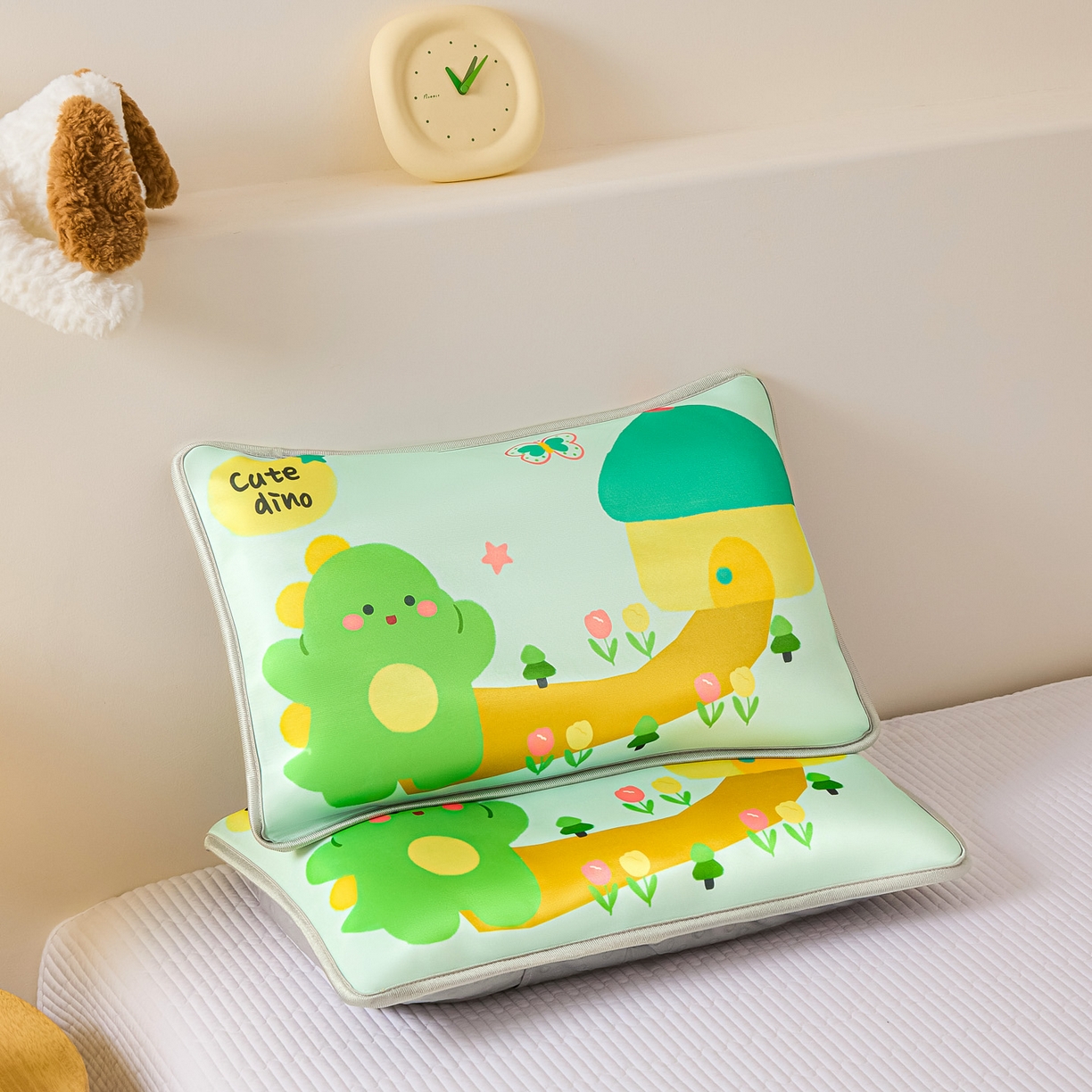 91家纺网 家纺一手货源 找家纺 云恋家纺 2026新款儿童卡通A类冰丝凉席枕套一对装夏季凉感丝可拆枕头儿童学生单人枕芯套 小龙嘟嘟