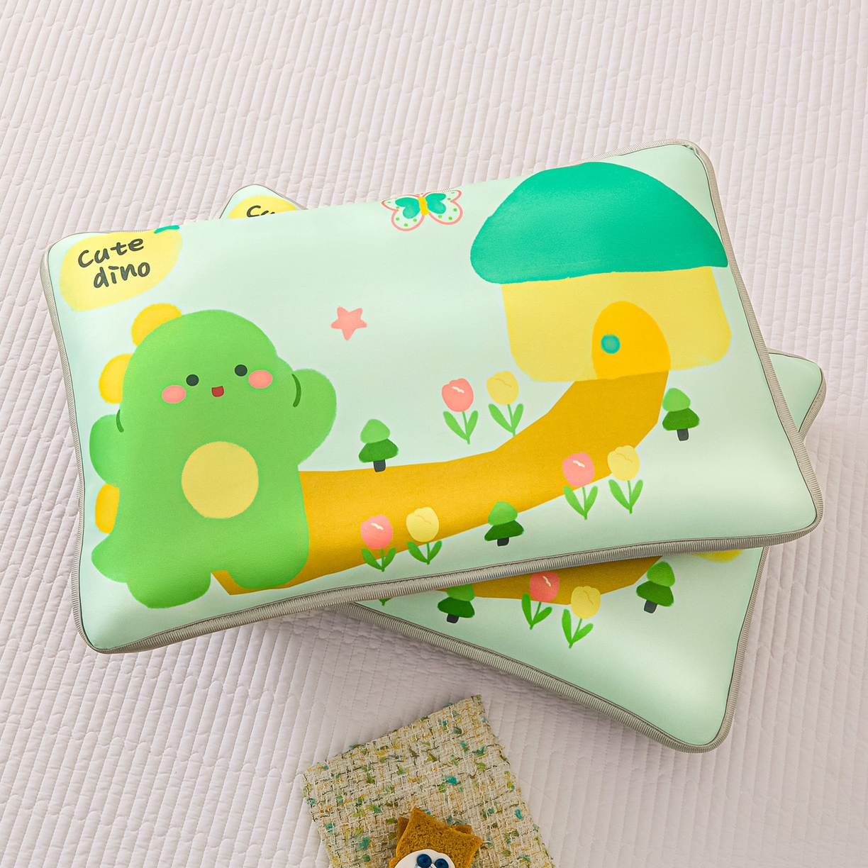 91家纺网 家纺一手货源 找家纺 云恋家纺 2026新款儿童卡通A类冰丝凉席枕套一对装夏季凉感丝可拆枕头儿童学生单人枕芯套 小龙嘟嘟