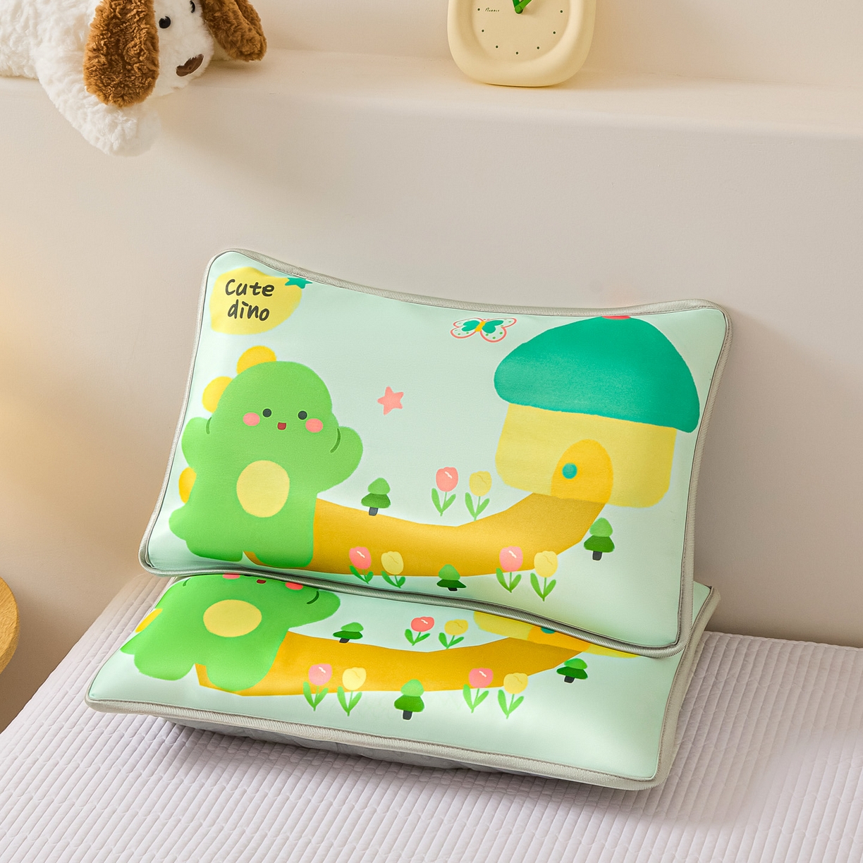 91家纺网 家纺一手货源 找家纺 云恋家纺 2026新款儿童卡通A类冰丝凉席枕套一对装夏季凉感丝可拆枕头儿童学生单人枕芯套 小龙嘟嘟