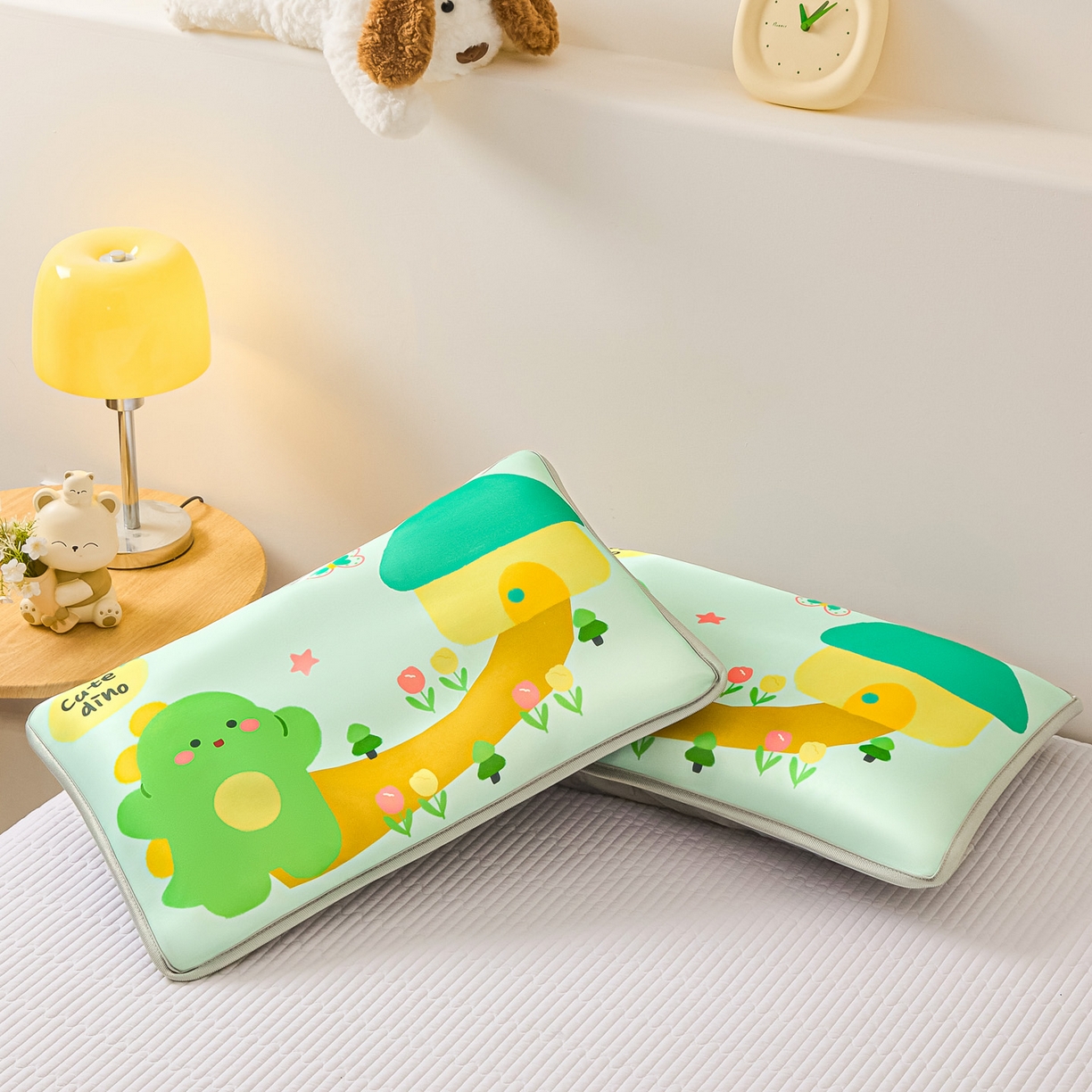 91家纺网 家纺一手货源 找家纺 云恋家纺 2026新款儿童卡通A类冰丝凉席枕套一对装夏季凉感丝可拆枕头儿童学生单人枕芯套 小龙嘟嘟