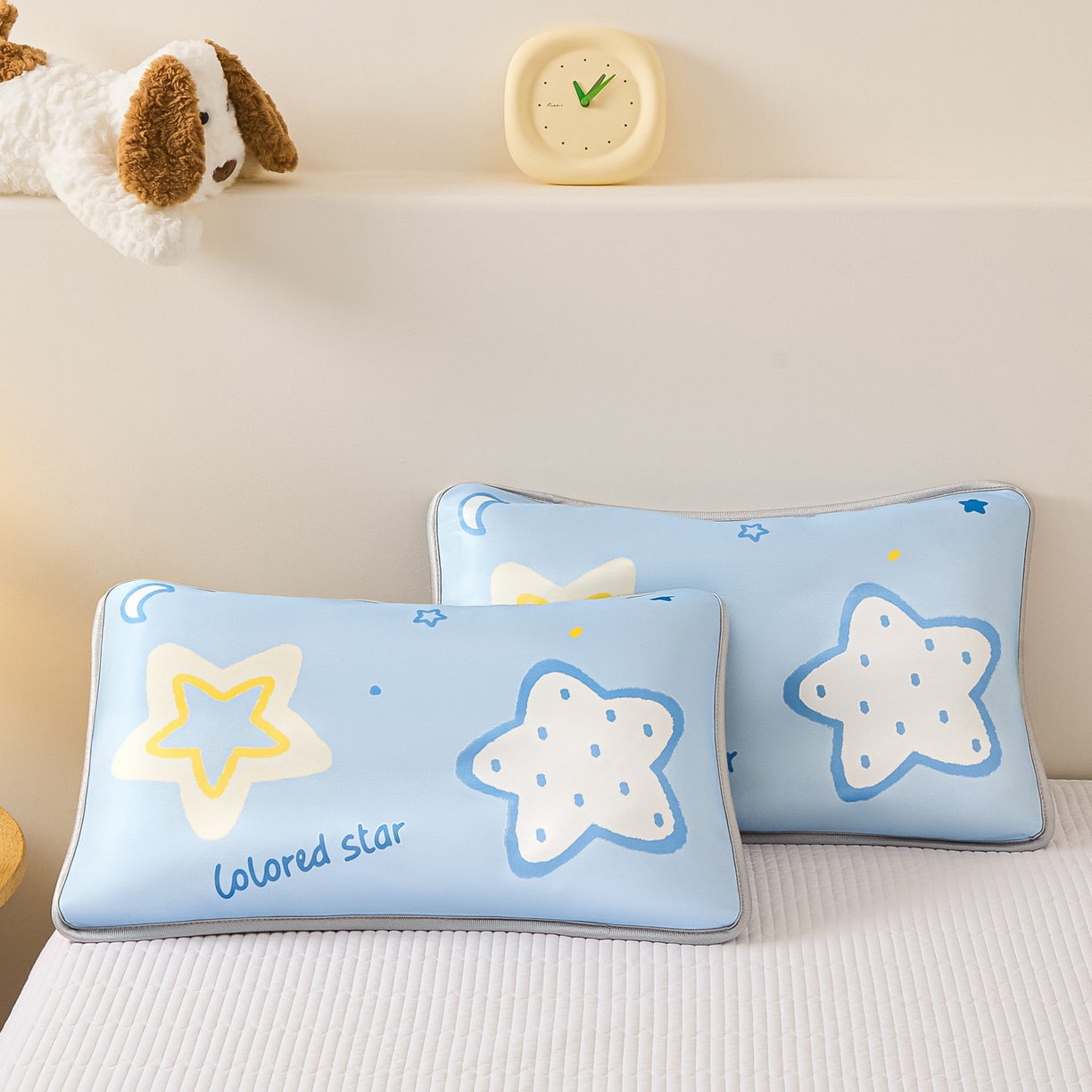 91家纺网 家纺一手货源 找家纺 云恋家纺 2026新款儿童卡通A类冰丝凉席枕套一对装夏季凉感丝可拆枕头儿童学生单人枕芯套 星蓝