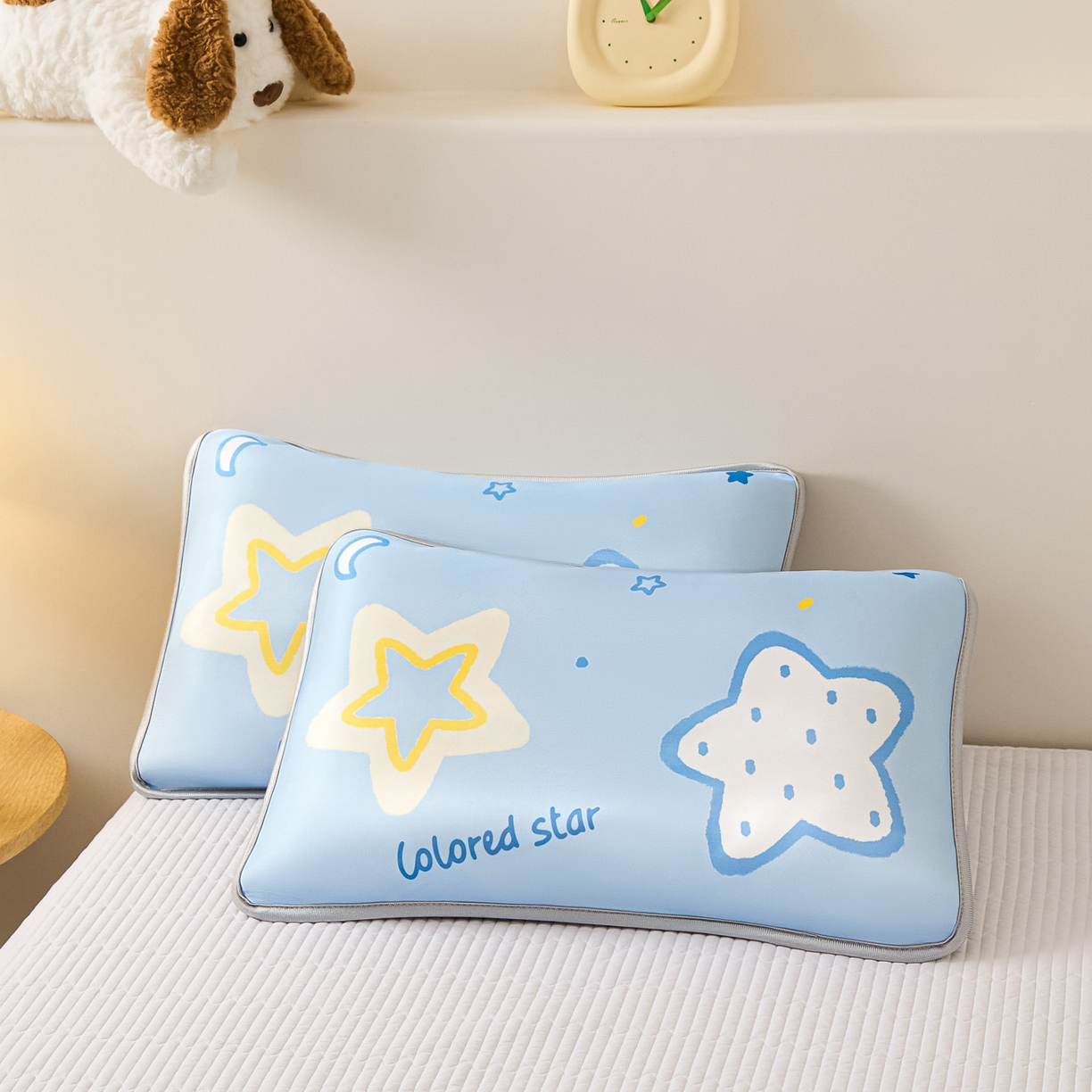91家纺网 家纺一手货源 找家纺 云恋家纺 2026新款儿童卡通A类冰丝凉席枕套一对装夏季凉感丝可拆枕头儿童学生单人枕芯套 星蓝