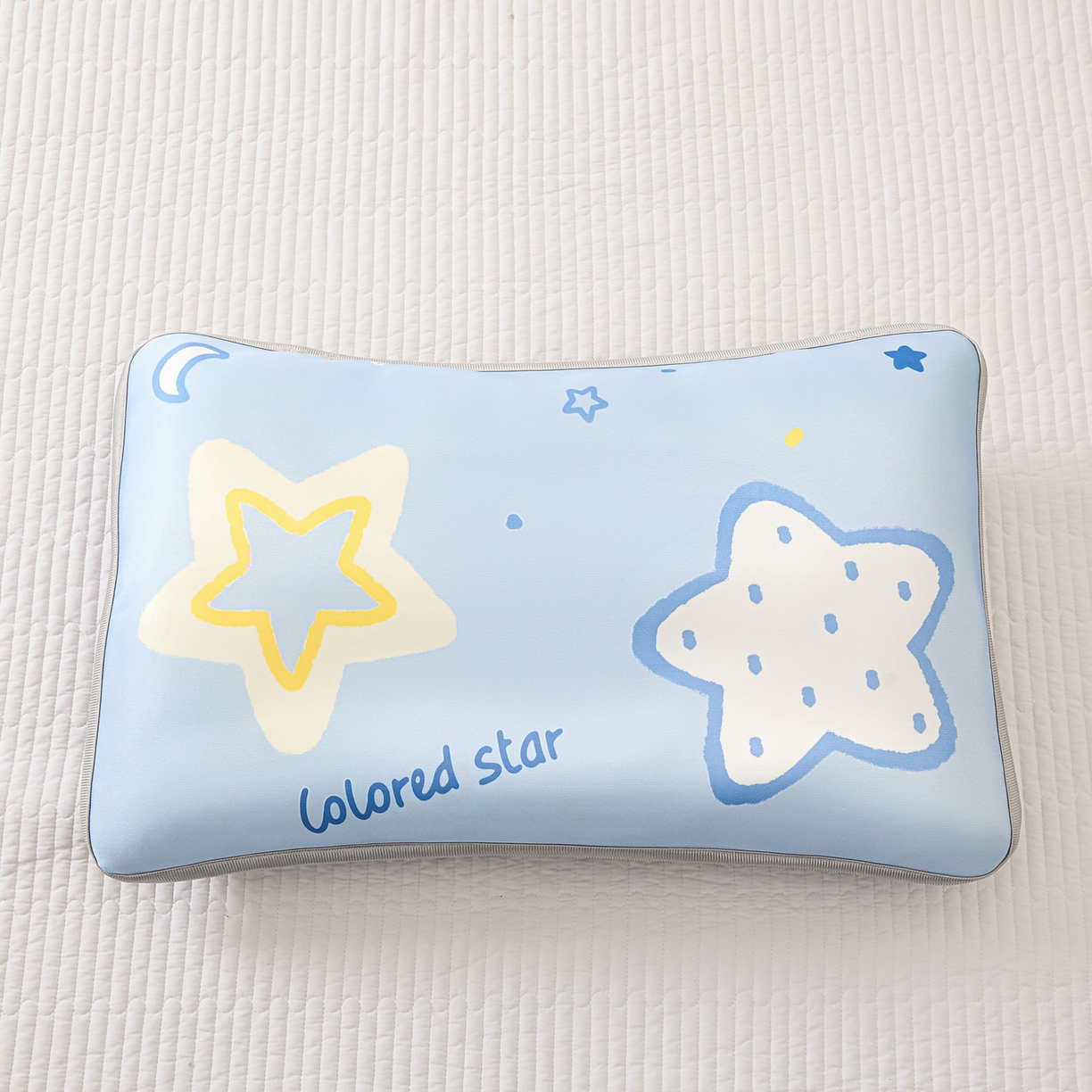 91家纺网 家纺一手货源 找家纺 云恋家纺 2026新款儿童卡通A类冰丝凉席枕套一对装夏季凉感丝可拆枕头儿童学生单人枕芯套 星蓝