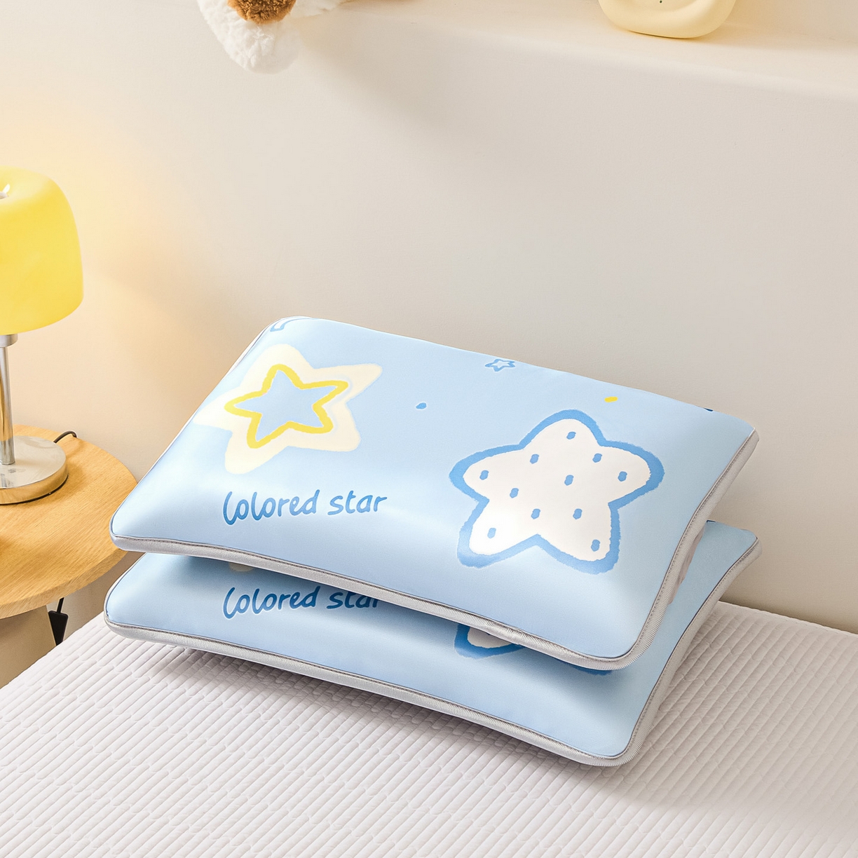 91家纺网 家纺一手货源 找家纺 云恋家纺 2026新款儿童卡通A类冰丝凉席枕套一对装夏季凉感丝可拆枕头儿童学生单人枕芯套 星蓝