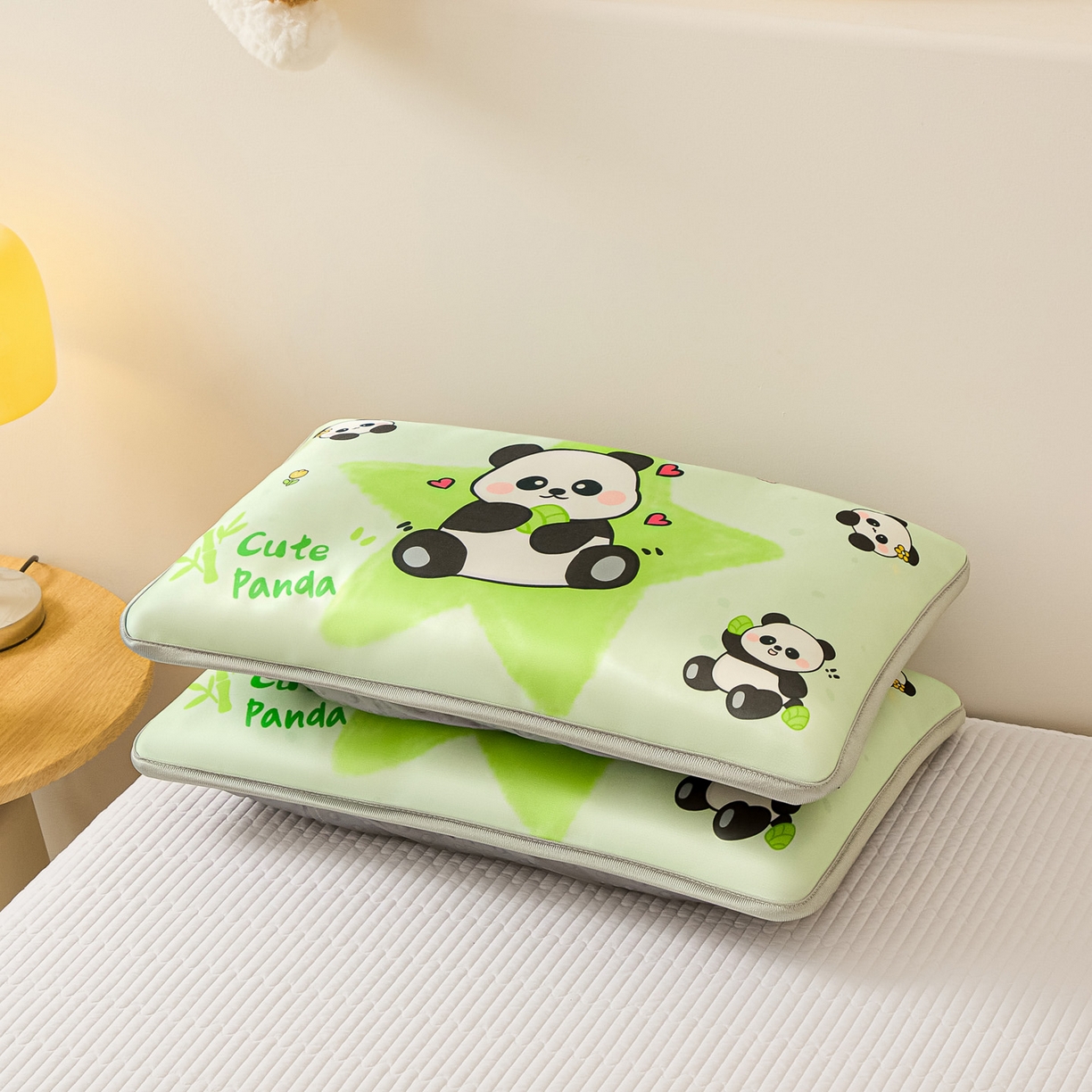 91家纺网 家纺一手货源 找家纺 云恋家纺 2026新款儿童卡通A类冰丝凉席枕套一对装夏季凉感丝可拆枕头儿童学生单人枕芯套 熊猫胖达