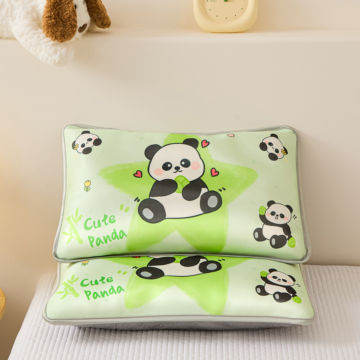 91家纺网 家纺一手货源 找家纺 云恋家纺 2026新款儿童卡通A类冰丝凉席枕套一对装夏季凉感丝可拆枕头儿童学生单人枕芯套 熊猫胖达