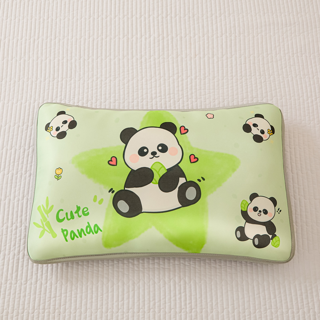 91家纺网 家纺一手货源 找家纺 云恋家纺 2026新款儿童卡通A类冰丝凉席枕套一对装夏季凉感丝可拆枕头儿童学生单人枕芯套 熊猫胖达