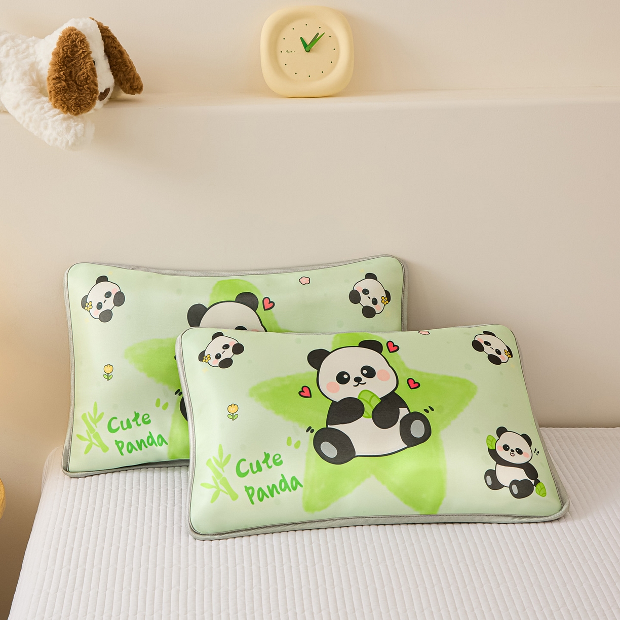 91家纺网 家纺一手货源 找家纺 云恋家纺 2026新款儿童卡通A类冰丝凉席枕套一对装夏季凉感丝可拆枕头儿童学生单人枕芯套 熊猫胖达