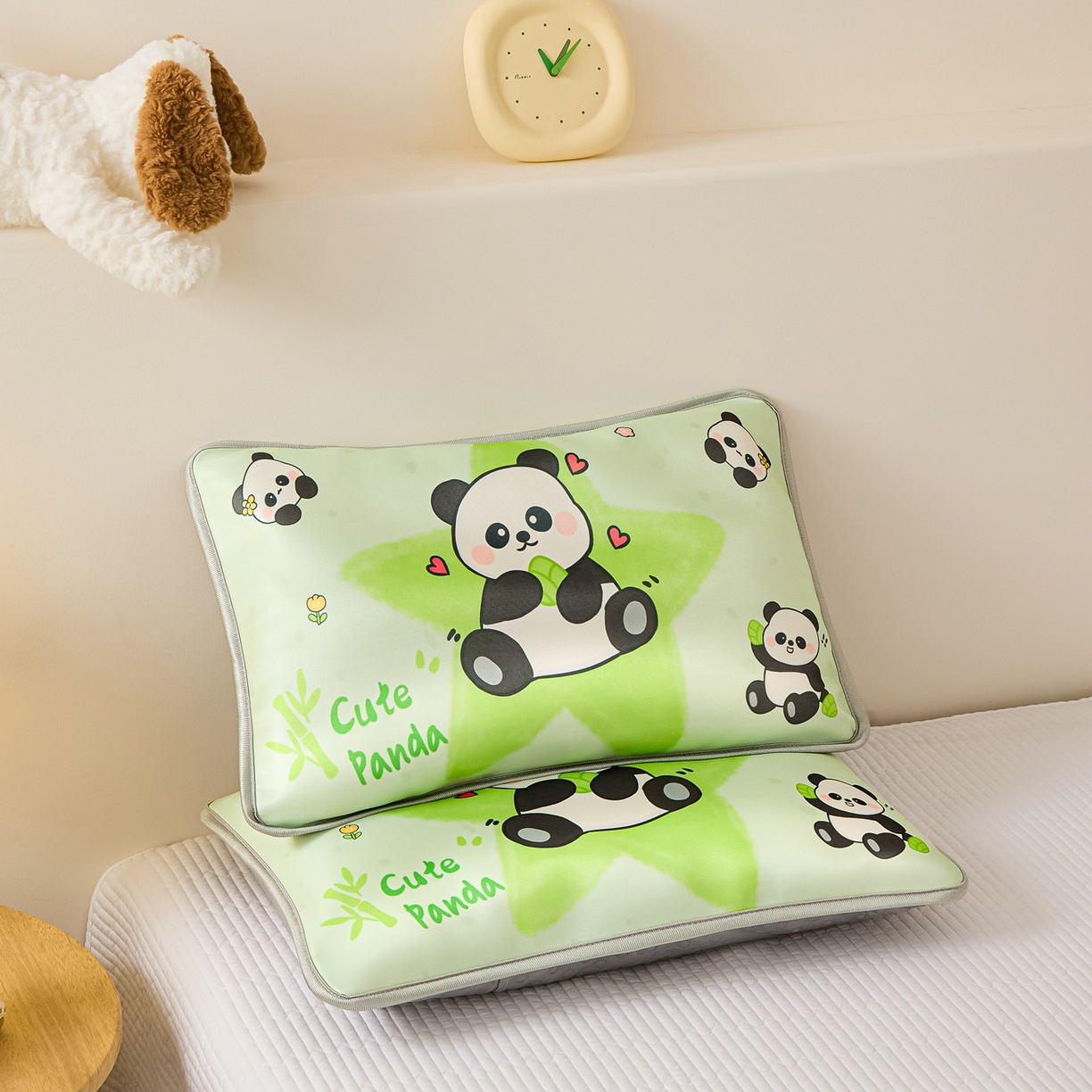 91家纺网 家纺一手货源 找家纺 云恋家纺 2026新款儿童卡通A类冰丝凉席枕套一对装夏季凉感丝可拆枕头儿童学生单人枕芯套 熊猫胖达