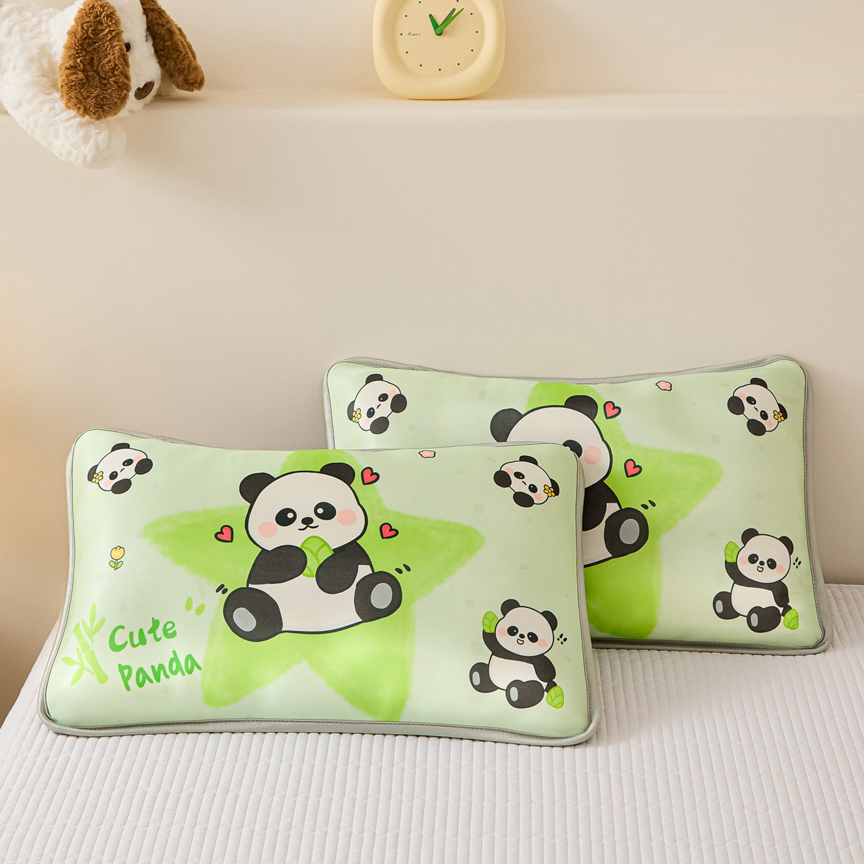 91家纺网 家纺一手货源 找家纺 云恋家纺 2026新款儿童卡通A类冰丝凉席枕套一对装夏季凉感丝可拆枕头儿童学生单人枕芯套 熊猫胖达