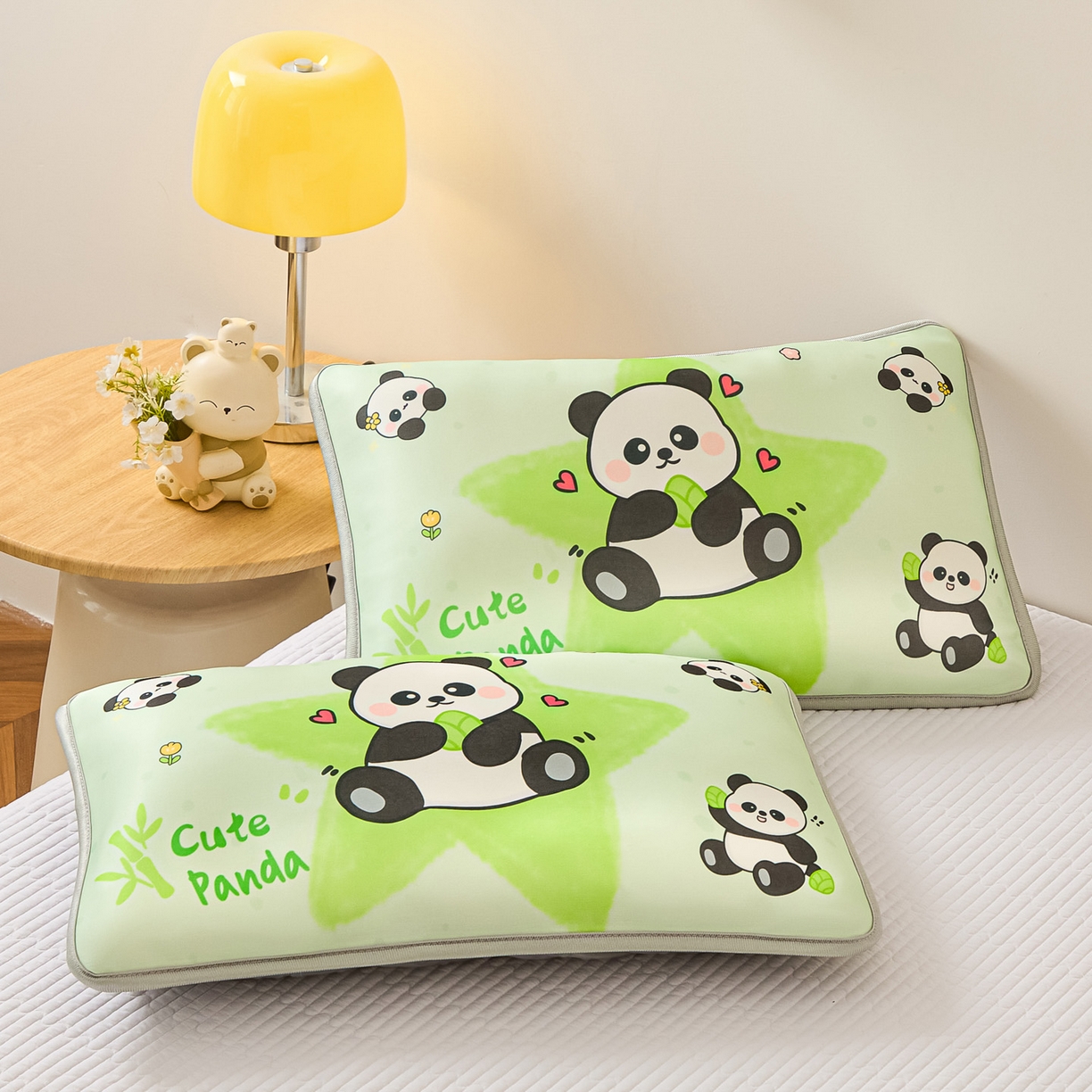 91家纺网 家纺一手货源 找家纺 云恋家纺 2026新款儿童卡通A类冰丝凉席枕套一对装夏季凉感丝可拆枕头儿童学生单人枕芯套 熊猫胖达