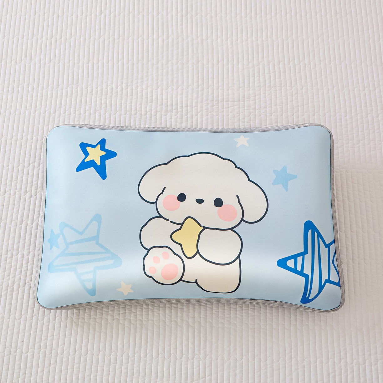 91家纺网 家纺一手货源 找家纺 云恋家纺 2026新款儿童卡通A类冰丝凉席枕套一对装夏季凉感丝可拆枕头儿童学生单人枕芯套 星星小狗