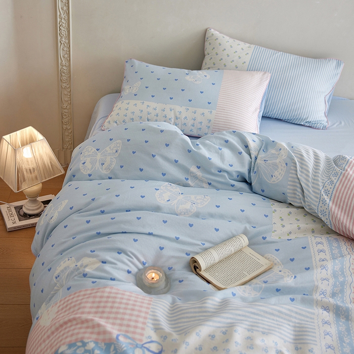 91家纺网 家纺一手货源 找家纺 （总）风向标家纺 2026新款A类母婴级纯棉双层纱印花四件套-云羽织梦