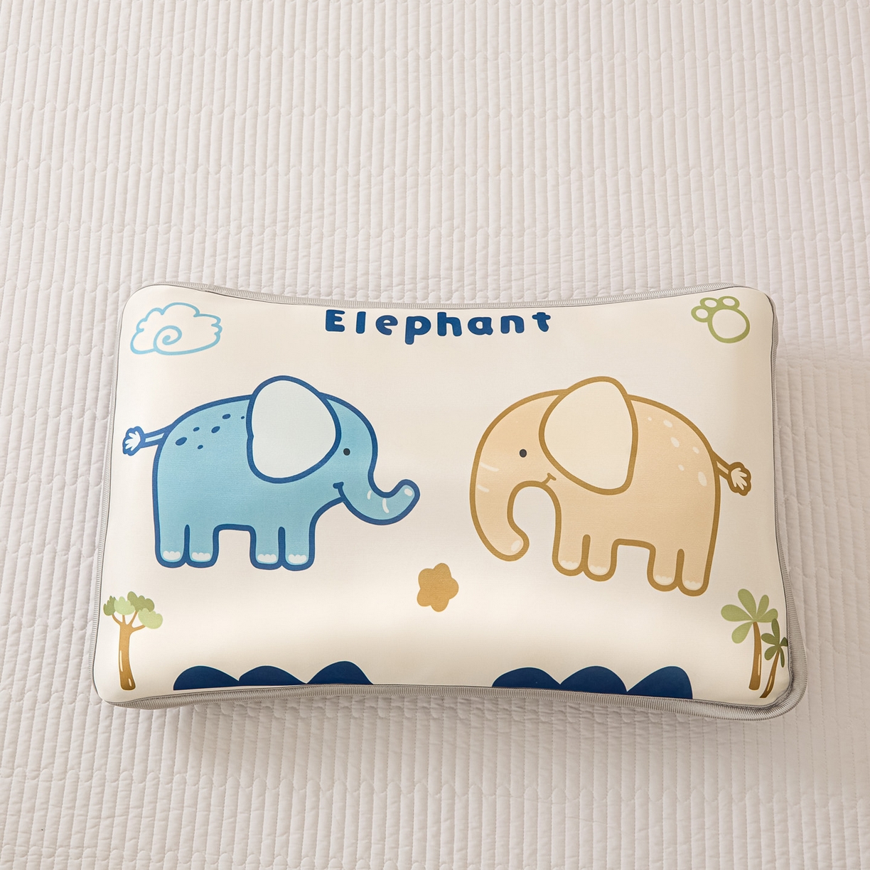 91家纺网 家纺一手货源 找家纺 云恋家纺 2026新款儿童卡通A类冰丝凉席枕套一对装夏季凉感丝可拆枕头儿童学生单人枕芯套 云朵小象