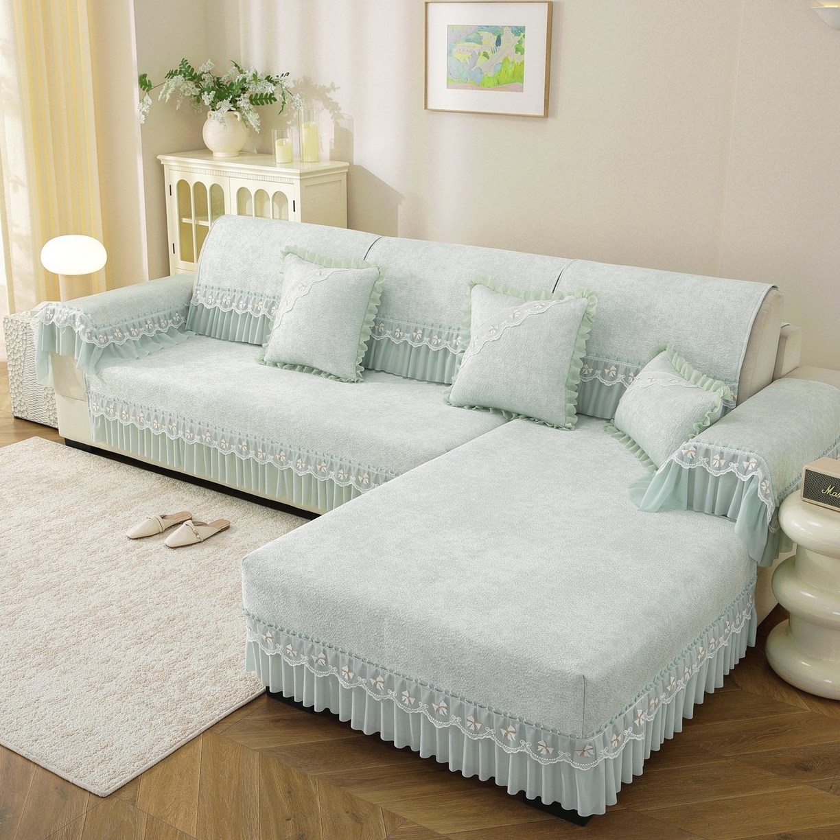 91家纺网 家纺一手货源 找家纺 共鸣沙发垫 2026新款冰豆豆沙发垫素雅系列 素雅灰色