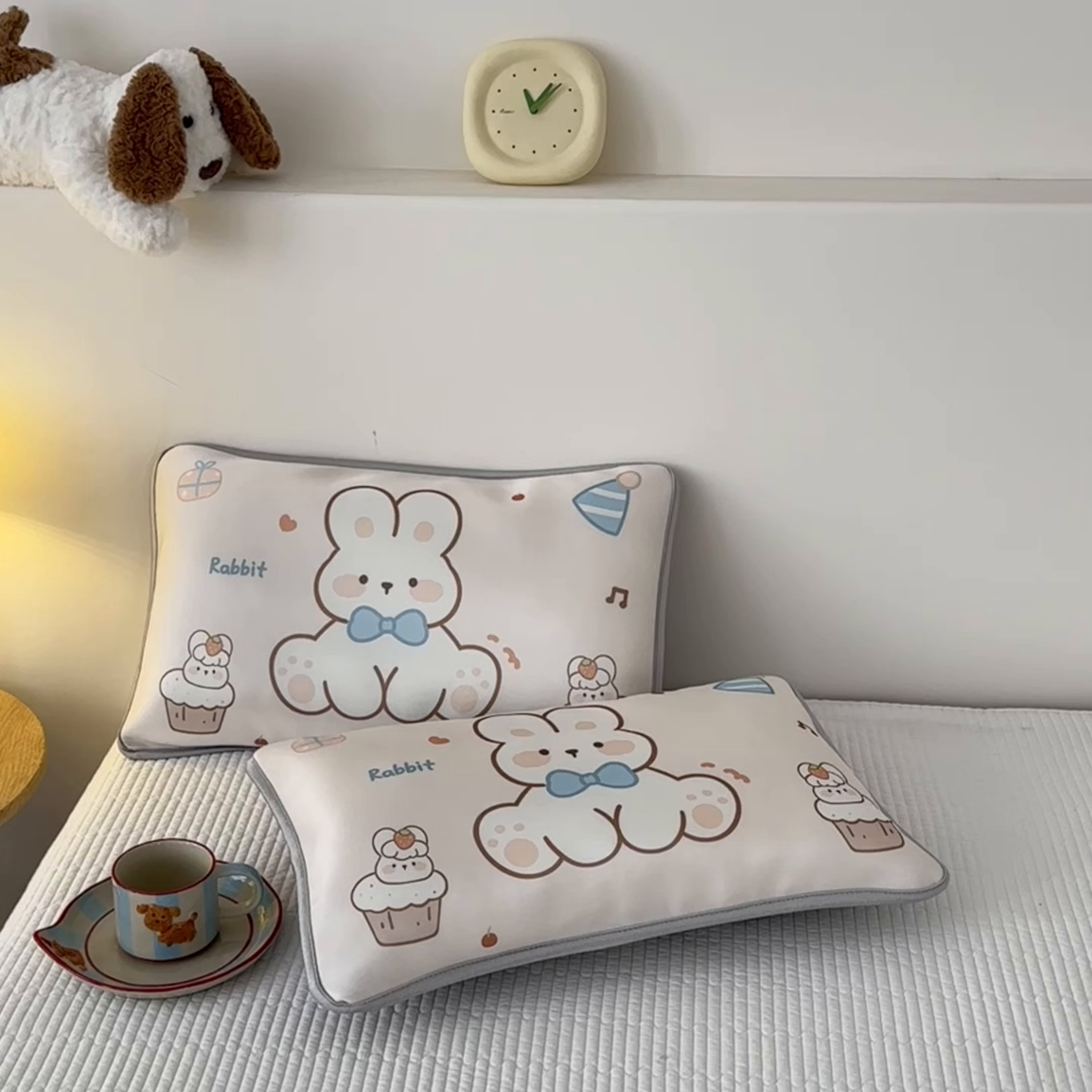 91家纺网 家纺一手货源 找家纺 云恋家纺 2026新款儿童卡通A类冰丝凉席枕套一对装夏季凉感丝可拆枕头儿童学生单人枕芯套 奶酪萌兔